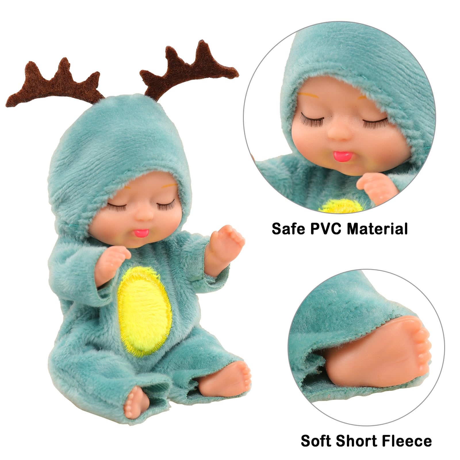 ENOCHT Miniature Sleeping Baby Dolls - 6 Pack Realistic Movable Washable PVC Dolls for Toddlers | Perfect for Pretend Play, Nursery Decor & Gift Giving