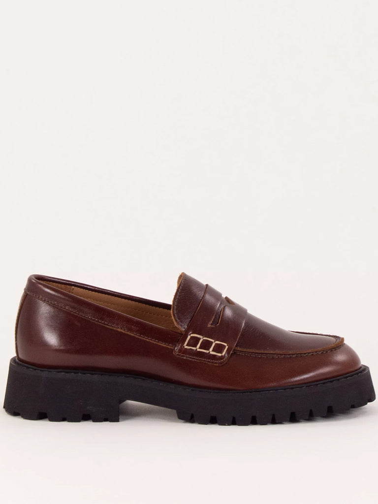 Sessun Barcelo Mahogany Leather Loafers for Women - Comfortable Slip-On Shoes for Work, Office & Casual Wear