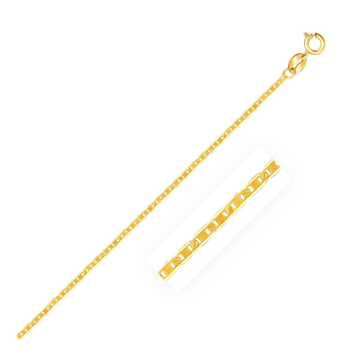 14K Yellow Gold Mariner Link Chain 1.2mm Thin Dainty Necklace for Women - Perfect for Layering, Everyday Wear & Gift Giving