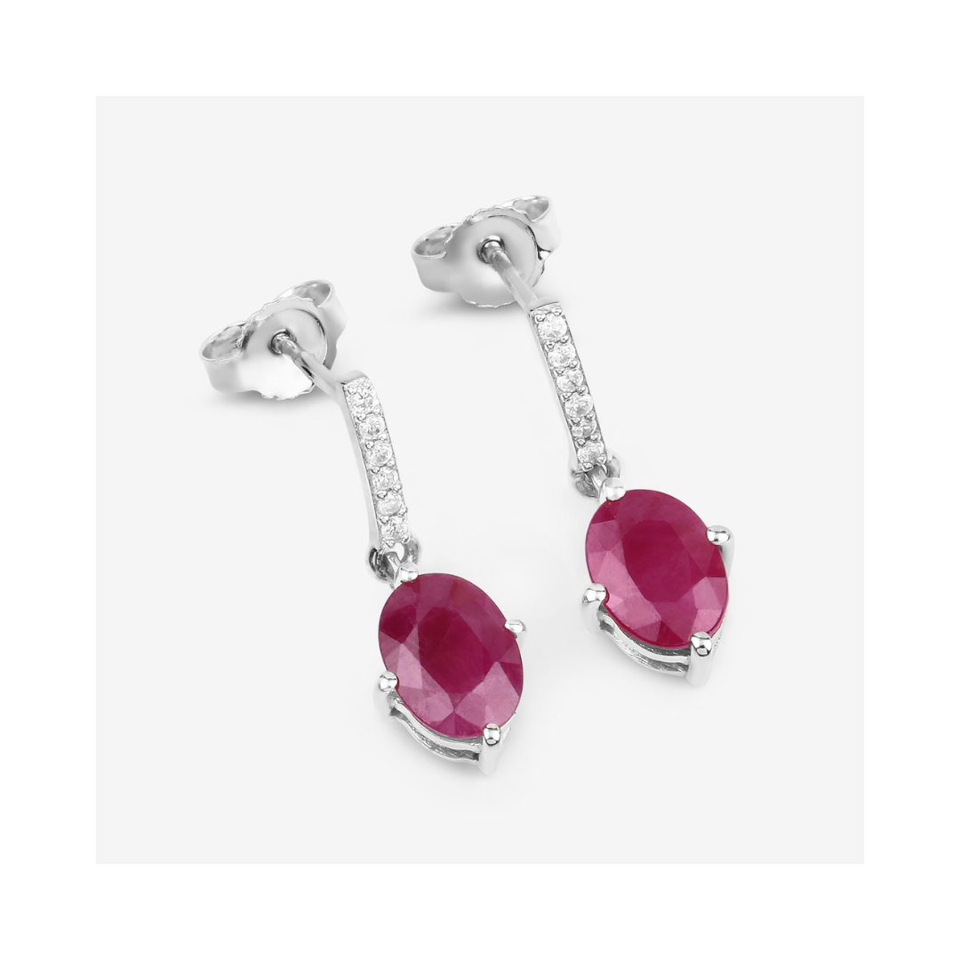 10K Gold Ruby and White Diamond Stud Earrings for Women - Elegant Gift for Anniversary, Birthday & Special Occasions