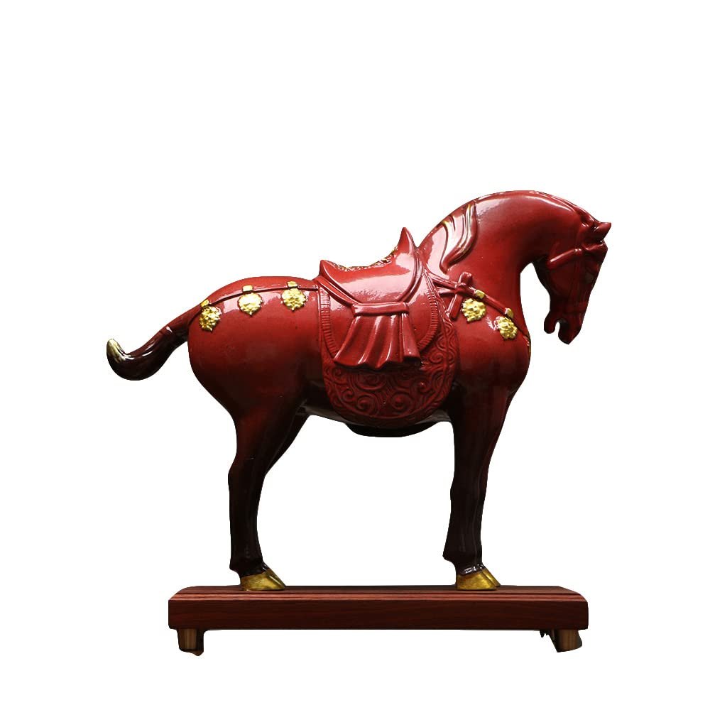 Red Horse Statue - Elegant Animal Figurine for Home & Outdoor Decor - Handcrafted Sculpture for Living Room, Garden, or Office Decoration