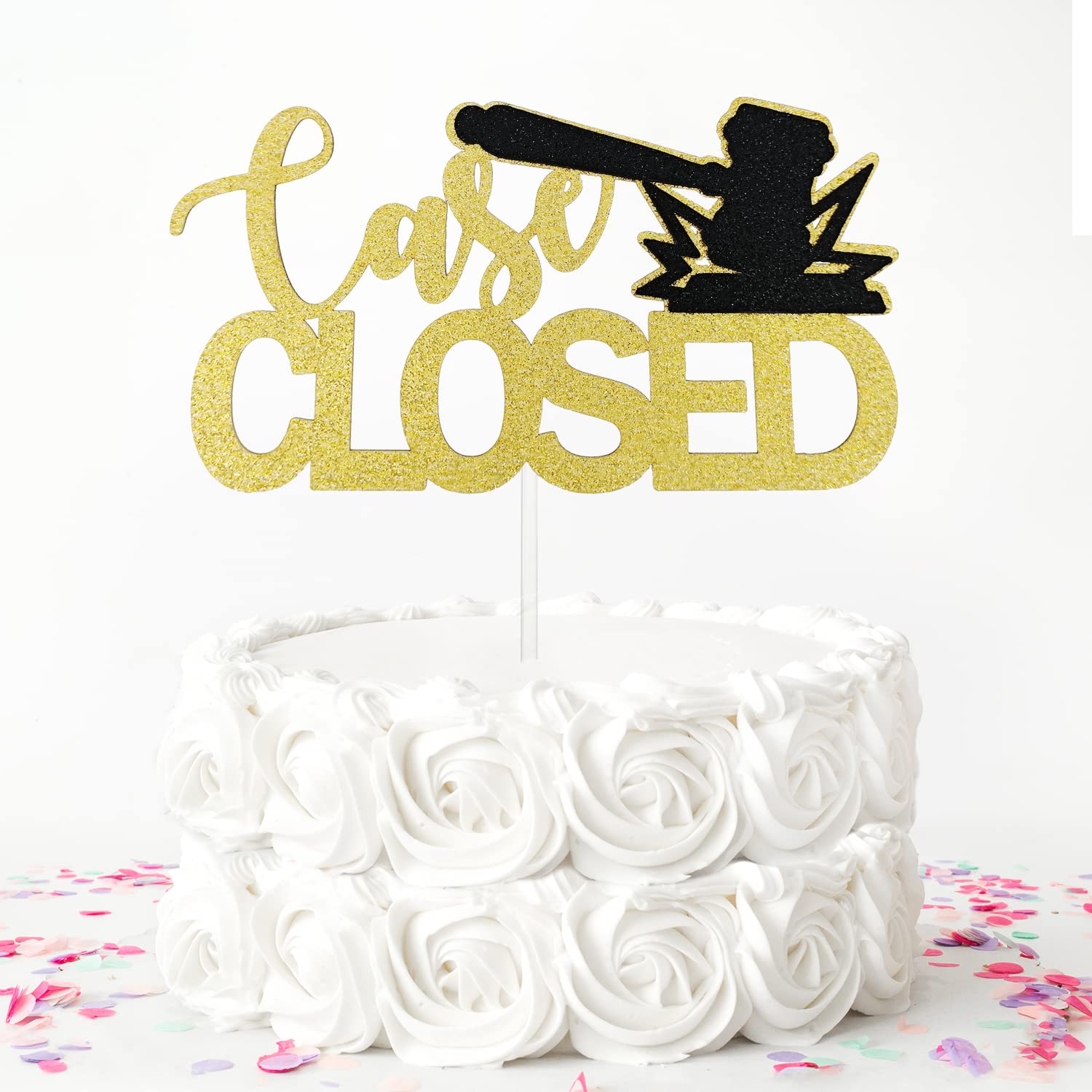 Case Closed Cake Topper - 2024 Law School Graduation & Lawyer Retirement Cake Decor - Judge & Judicial Cake Pick for Farewell Parties - Perfect for Legal Celebrations & Courtroom-Themed Events