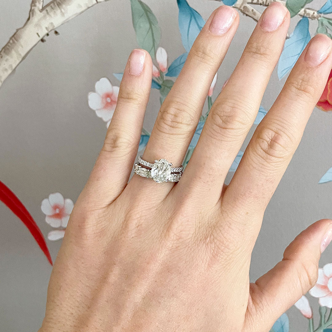 2ct L’Amour Crisscut Oval & .31ct Pavé Diamond Engagement Ring - Elegant Wedding Band for Proposal, Anniversary & Romantic Occasions