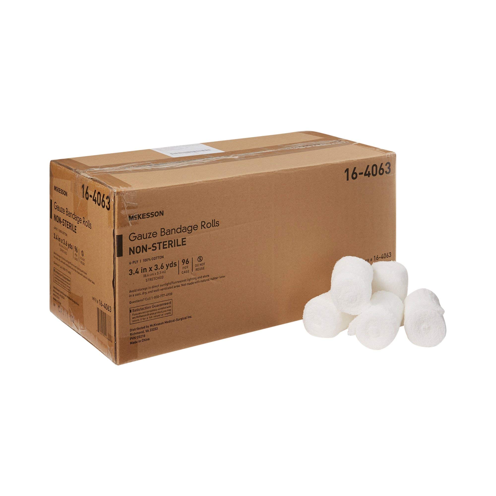McKesson Non-Sterile 6-Ply Cotton Gauze Bandage Rolls, 3.4