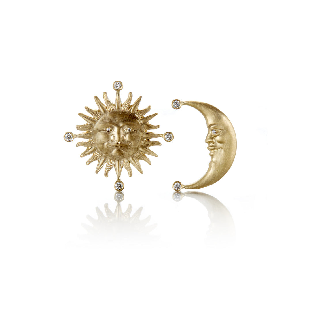Sun and Moon Earrings for Women - Dainty Crescent Moon & Sun Face Stud Earrings - Perfect for Boho, Festival, and Everyday Wear