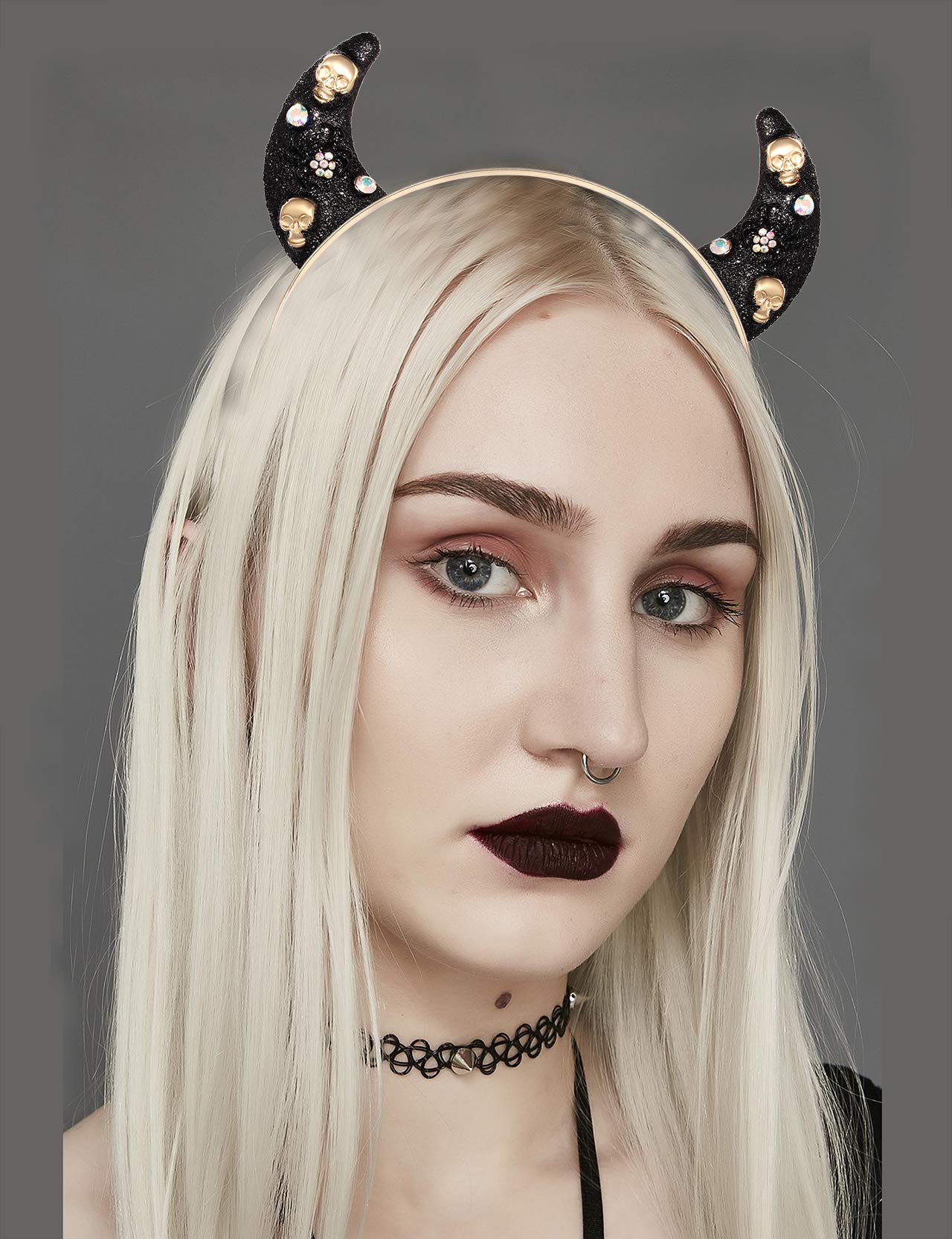 Glitter Devil Horns Headbands for Women & Girls - Halloween Party Hair Accessories, Cosplay Devil Ears Hair Hoop, Festival Fancy Dress Headpiece - Perfect for Halloween Costumes, Cosplay Events & Themed Parties