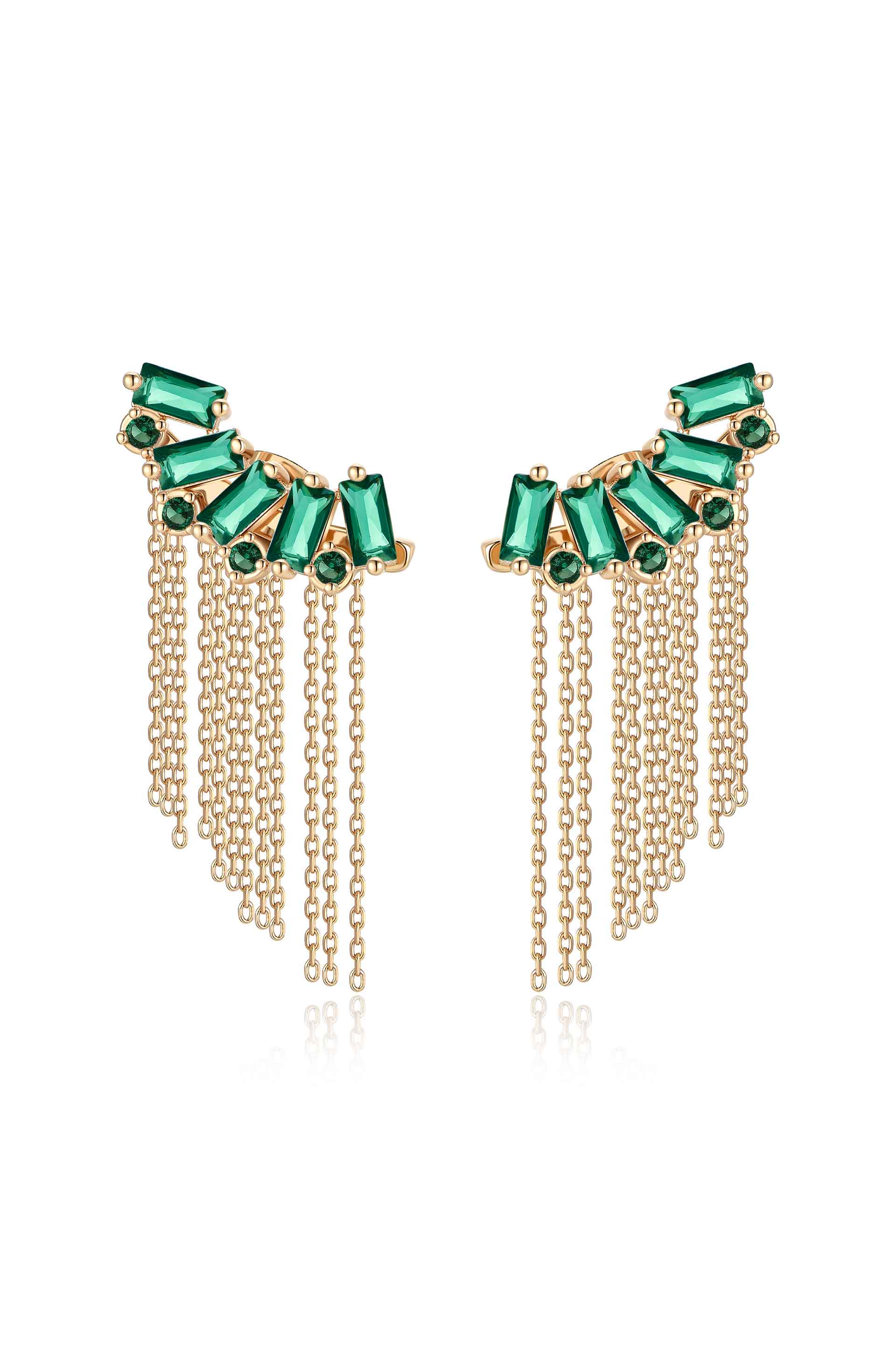 Baguette Crystal 3-in-1 Ear Crawler Earrings - Elegant Drop Dangle Hoop Earrings for Women, Perfect for Parties, Weddings & Evening Events