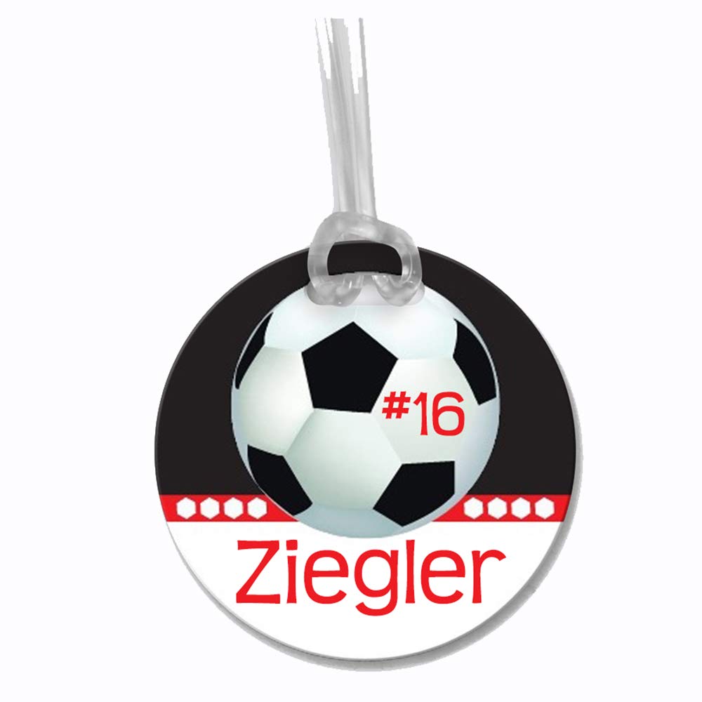 Personalized Soccer Ball Sports Bag Tag - Double Sided Custom Gym & Backpack Luggage Tag - Perfect Gift for Soccer Players, Travelers & Gym Enthusiasts