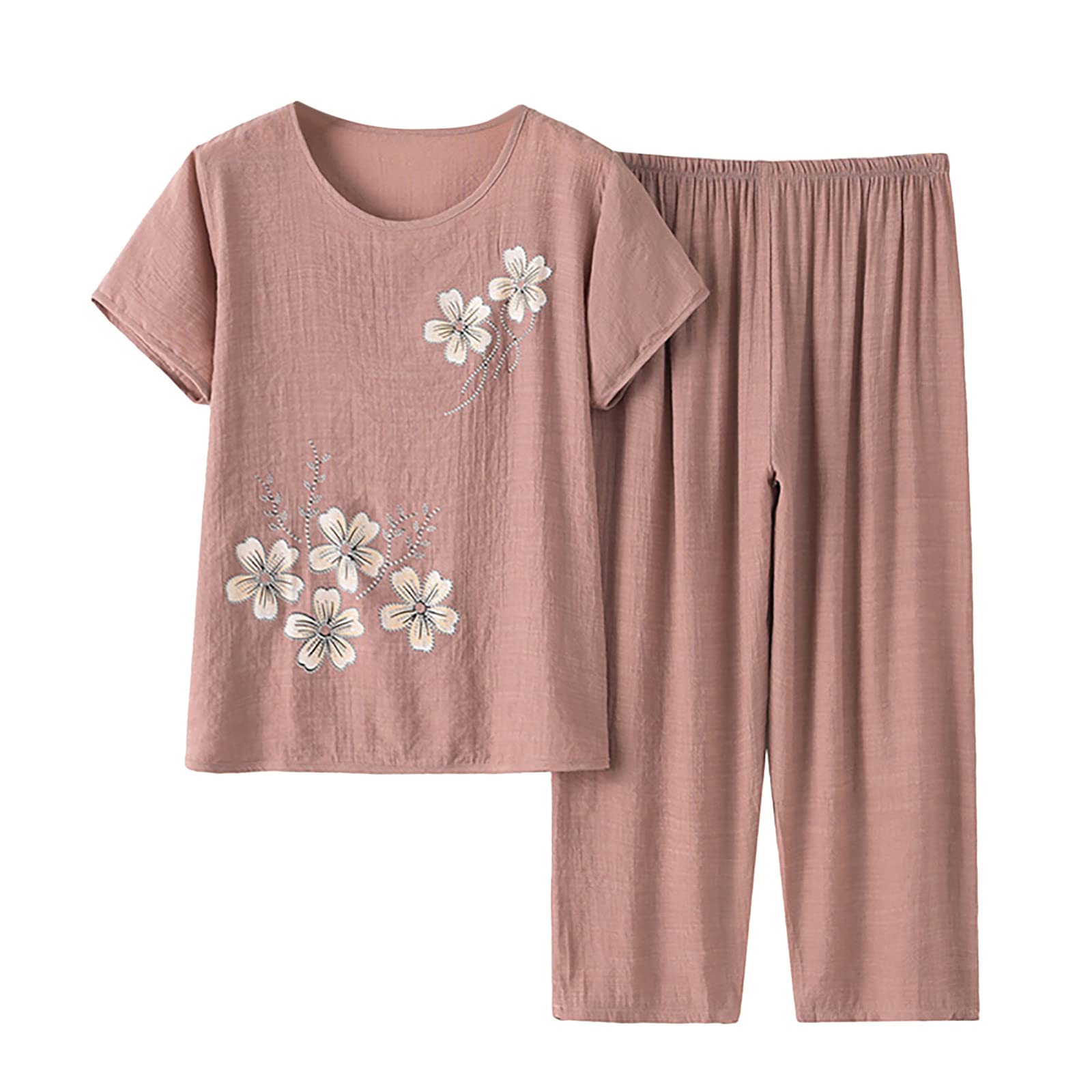 Trendy Floral Printed Two Piece Outfits for Women - Comfy Casual Summer Lounge Set Plus Size - Perfect for Beach Vacation, Brunch Dates & Relaxing at Home