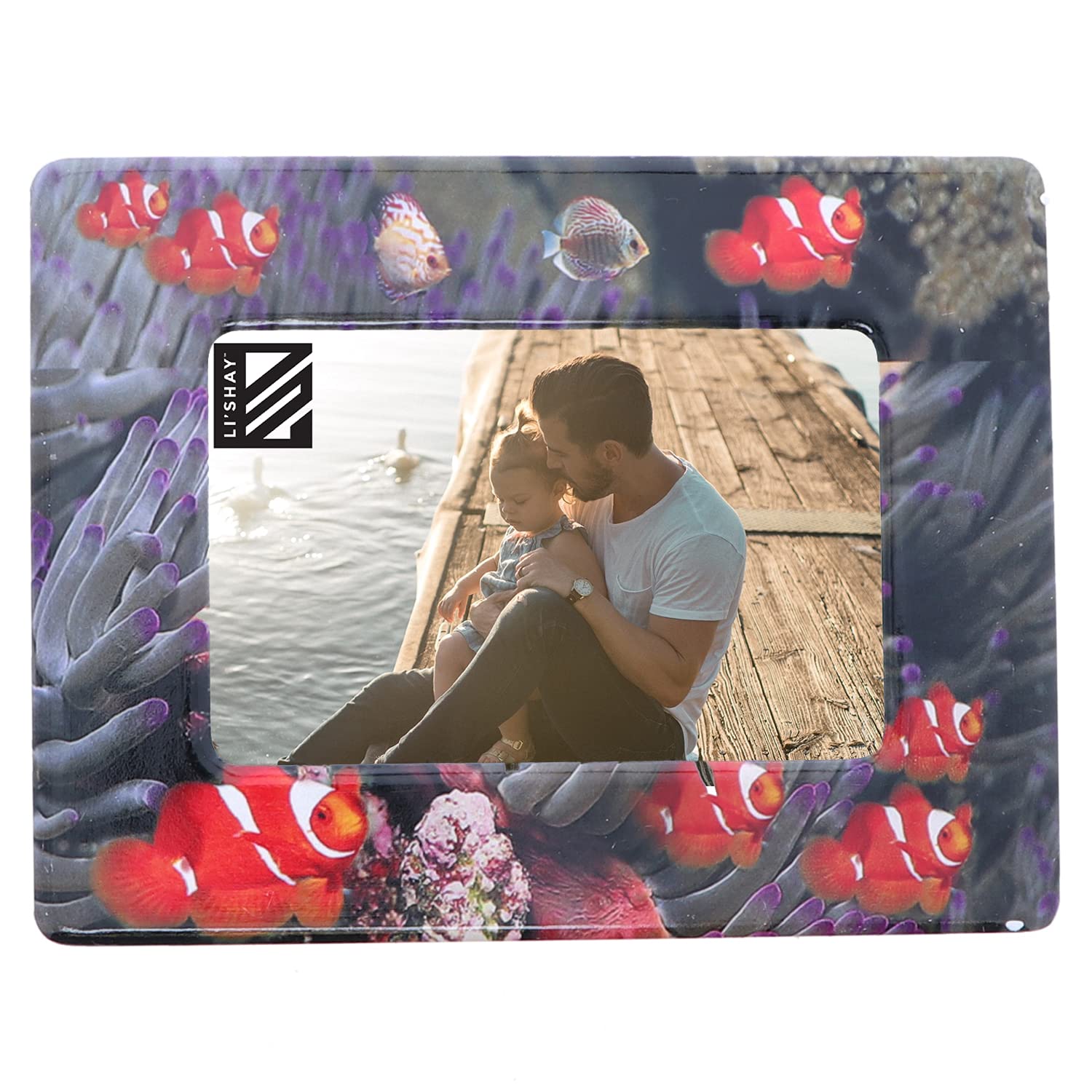 Li'Shay Sea Life Picture Frame - Clown Fish Ocean Theme Photo Display for Home & Office Decor - Perfect for Beach House, Kids Room, or Marine Lover Gifts