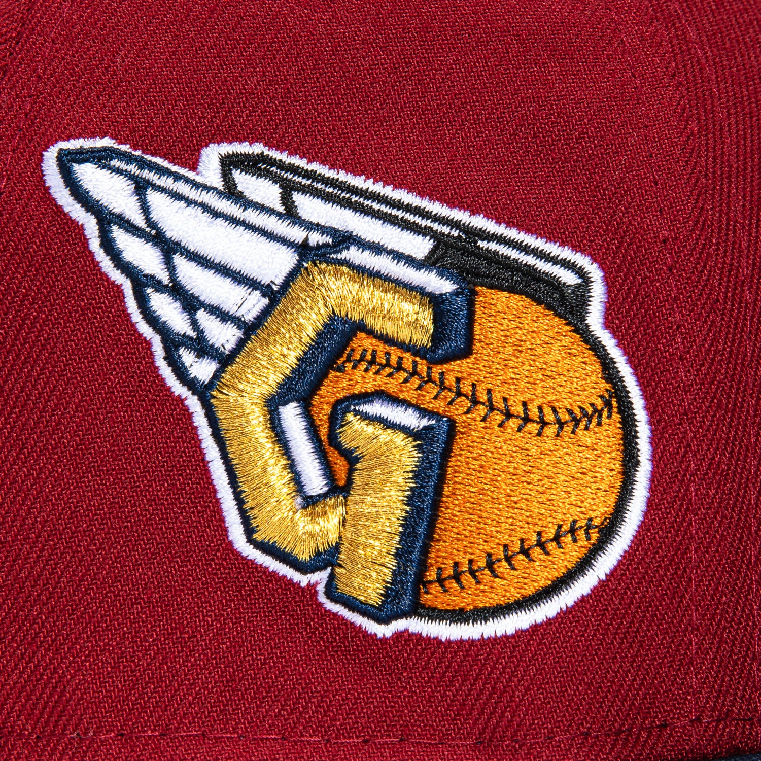 New Era 59Fifty Cleveland Guardians Alternate Logo Patch Word Hat - Cardinal, Navy, Metallic Gold - Official MLB Baseball Cap for Fans & Streetwear Fashion