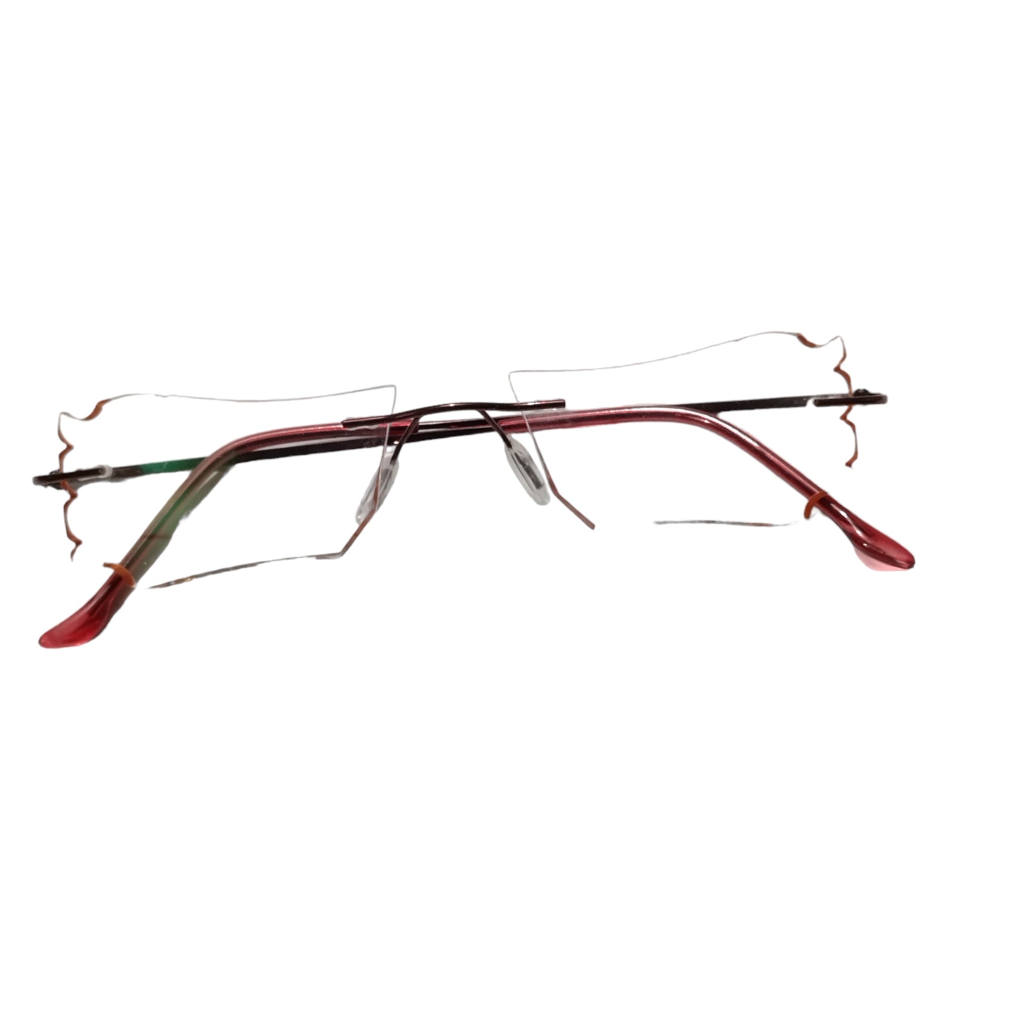 Stylish Red Rimless Eyeglasses with Blue Light Blocking Lenses - Perfect for Parties, Work & Screen Time Protection