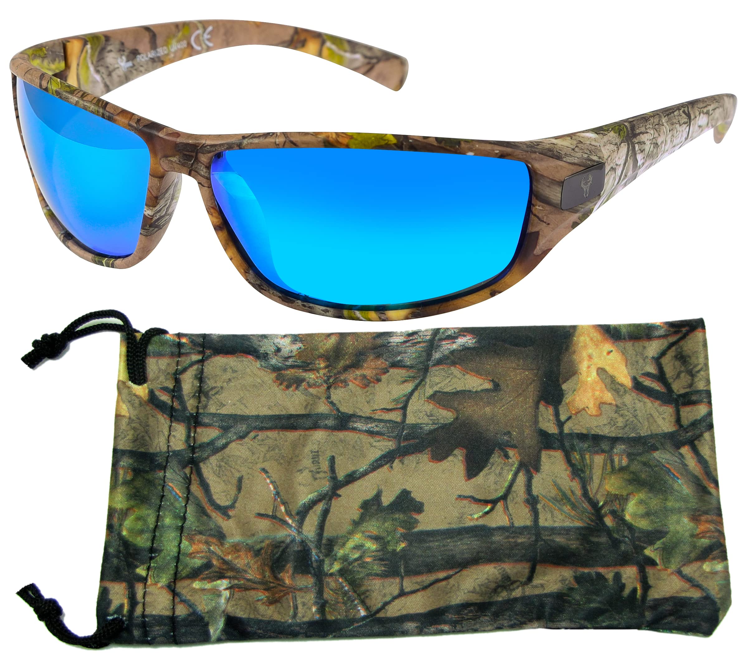 Men's Hornz Brown Forest Camouflage Polarized Sunglasses - WhiteTail Series with Free Microfiber Pouch | Outdoor Hunting, Fishing & Hiking Accessories
