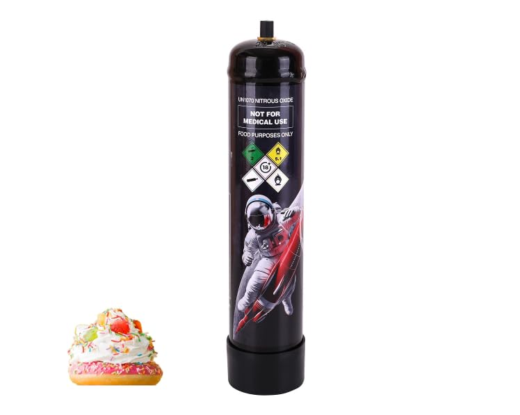 Premium Whipped Cream Charger 640G 1L - Professional Nitrous Oxide Tank for Coffee, Cold Drinks & Desserts - Perfect for Baristas, Home Baking & Cocktail Making (1-Pack)