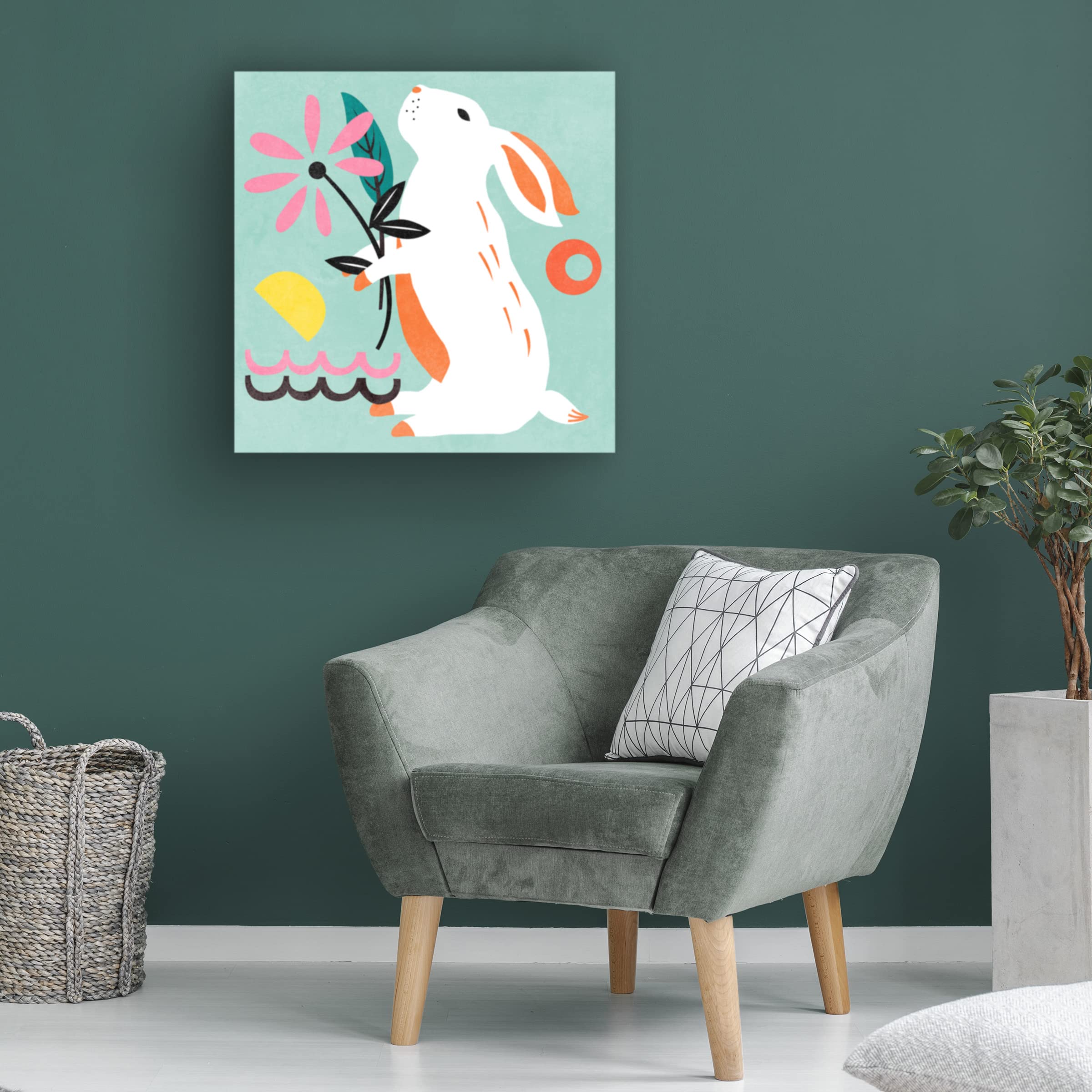 Trademark Fine Art 'Easter Bunnies II' Canvas Wall Art by Melissa Wang - 35x35 Inches, Modern Home Decor for Living Room, Bedroom & Office