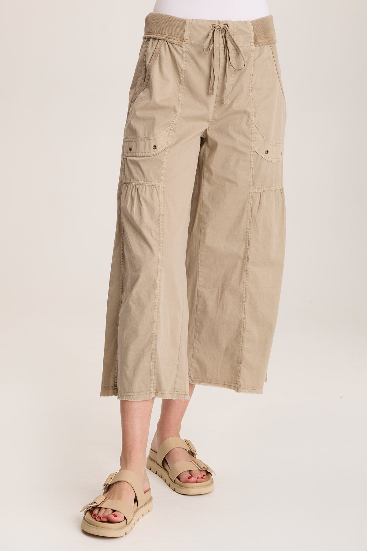 Seaver Women's Poplin Wide Leg Crop Pants - High Waisted Summer Casual Trousers for Beach, Travel & Everyday Wear