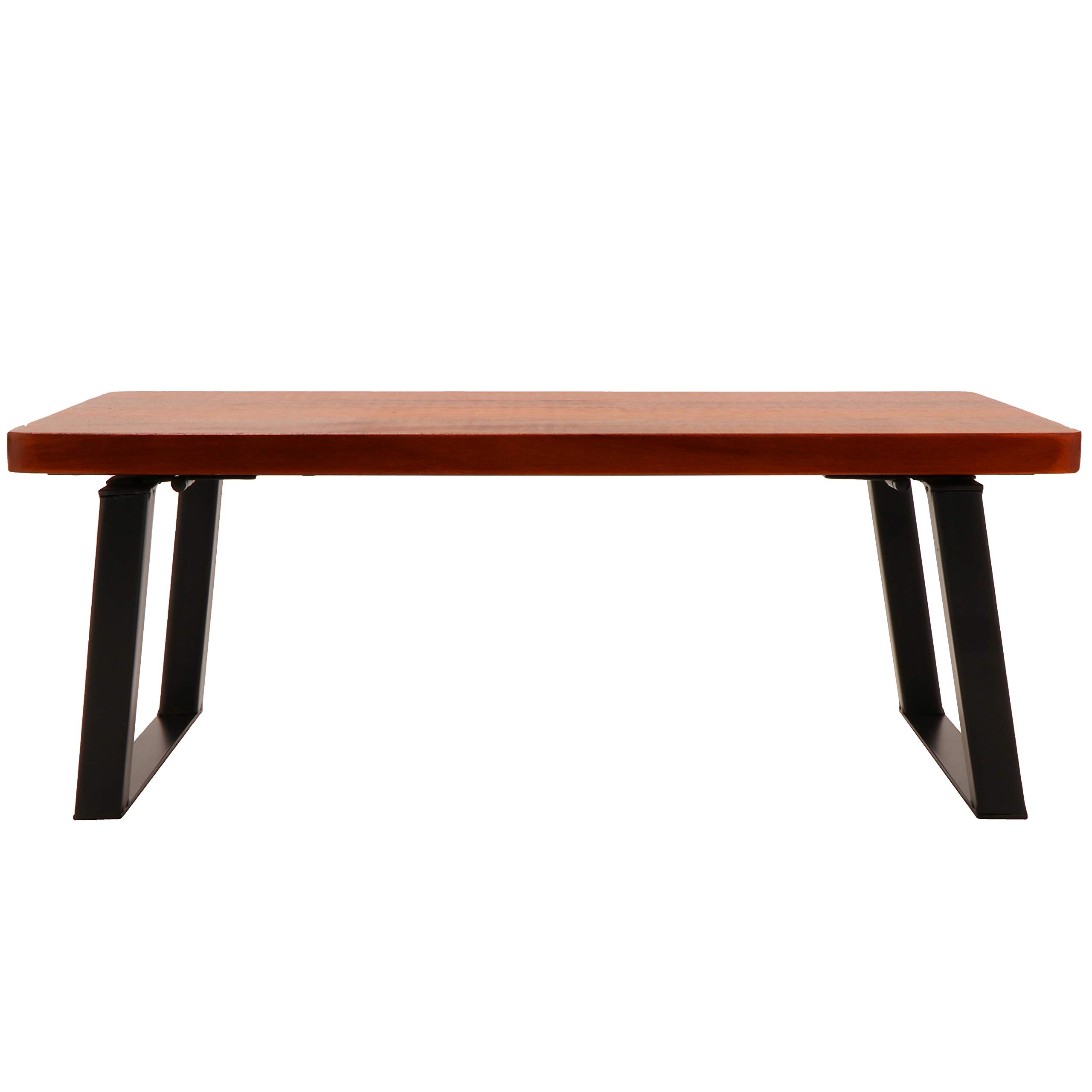 GET RISER-6-W Walnut Wooden Monitor Stand with Foldable Legs - 6 Inch Height Adjustable Laptop Riser for Home Office Desk Organization & Ergonomic Workspace Setup