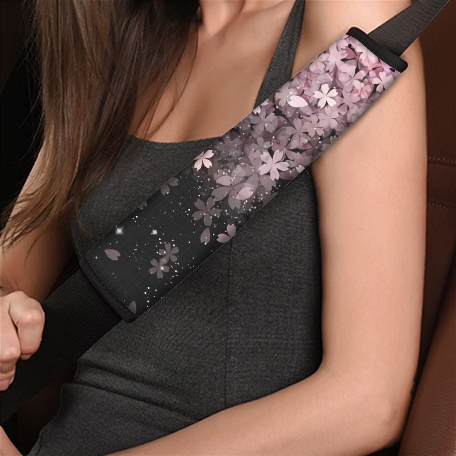 Sakura Seat Belt Cushion Set - 2 Pack Cherry Blossom Car Accessories for Comfort & Style