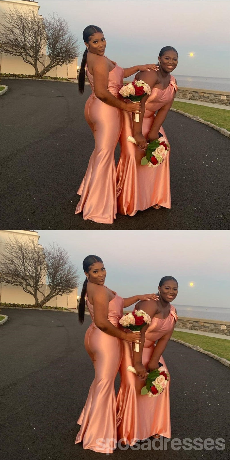 Elegant Orange Mermaid One Shoulder Long Bridesmaid Dress WG1501 - Perfect for Beach Weddings, Formal Events & Evening Parties