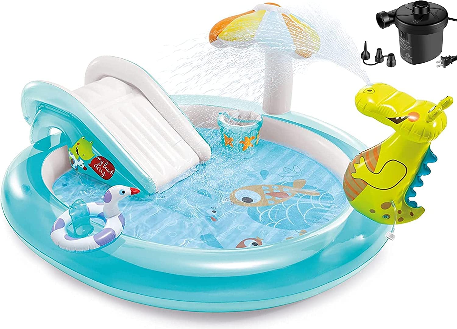 **Gator Inflatable Play Center with Electric Pump – Kids Bounce House, Water Slide & Ball Pit – Perfect for Backyard, Birthday Parties & Outdoor Fun**