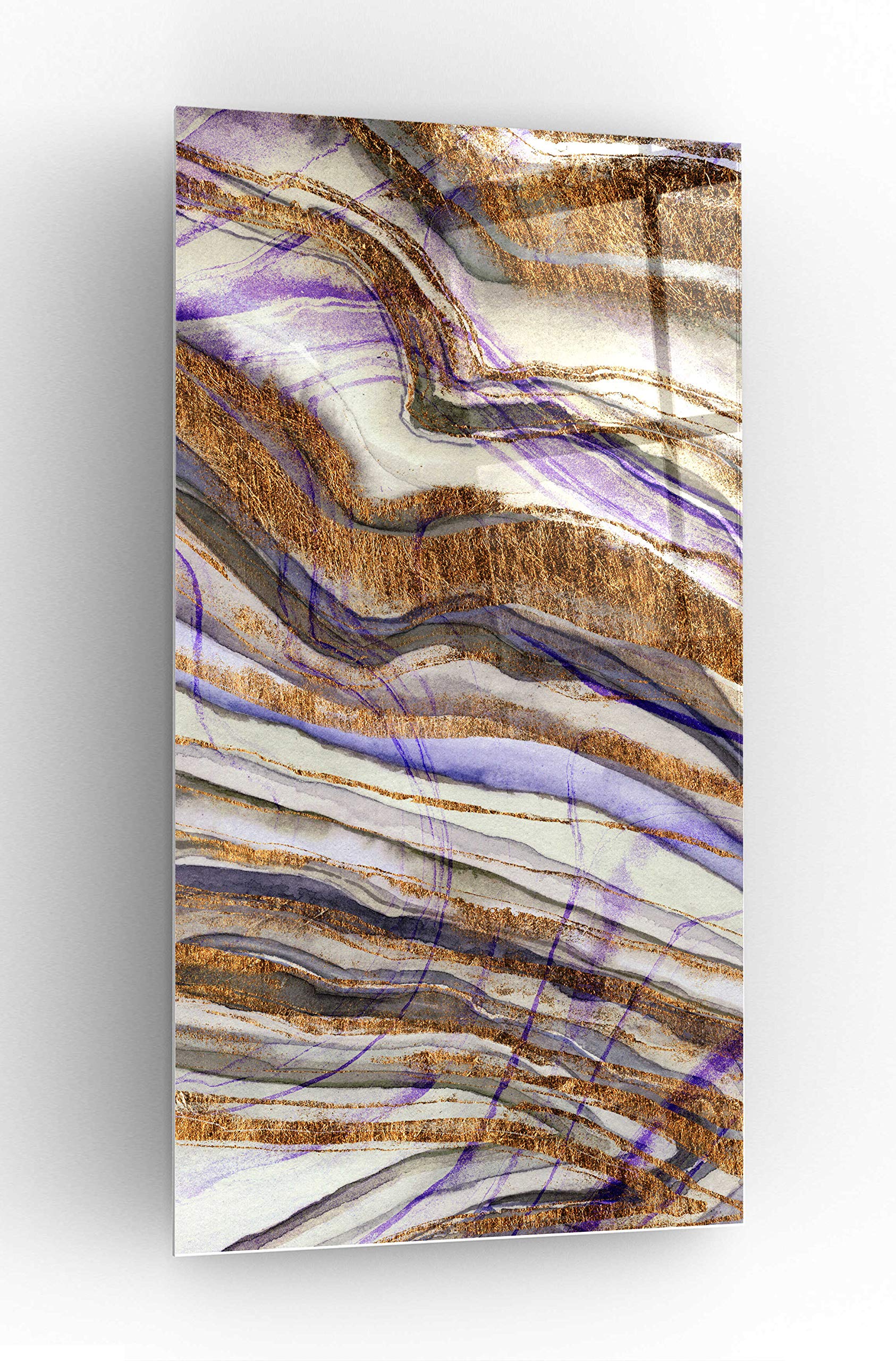 Epic 'Amethyst and Gold II' Abstract Wall Art by Studio W - 24x48 Inch Acrylic Glass Painting - Modern Home & Office Decor for Living Room, Bedroom or Gallery Display