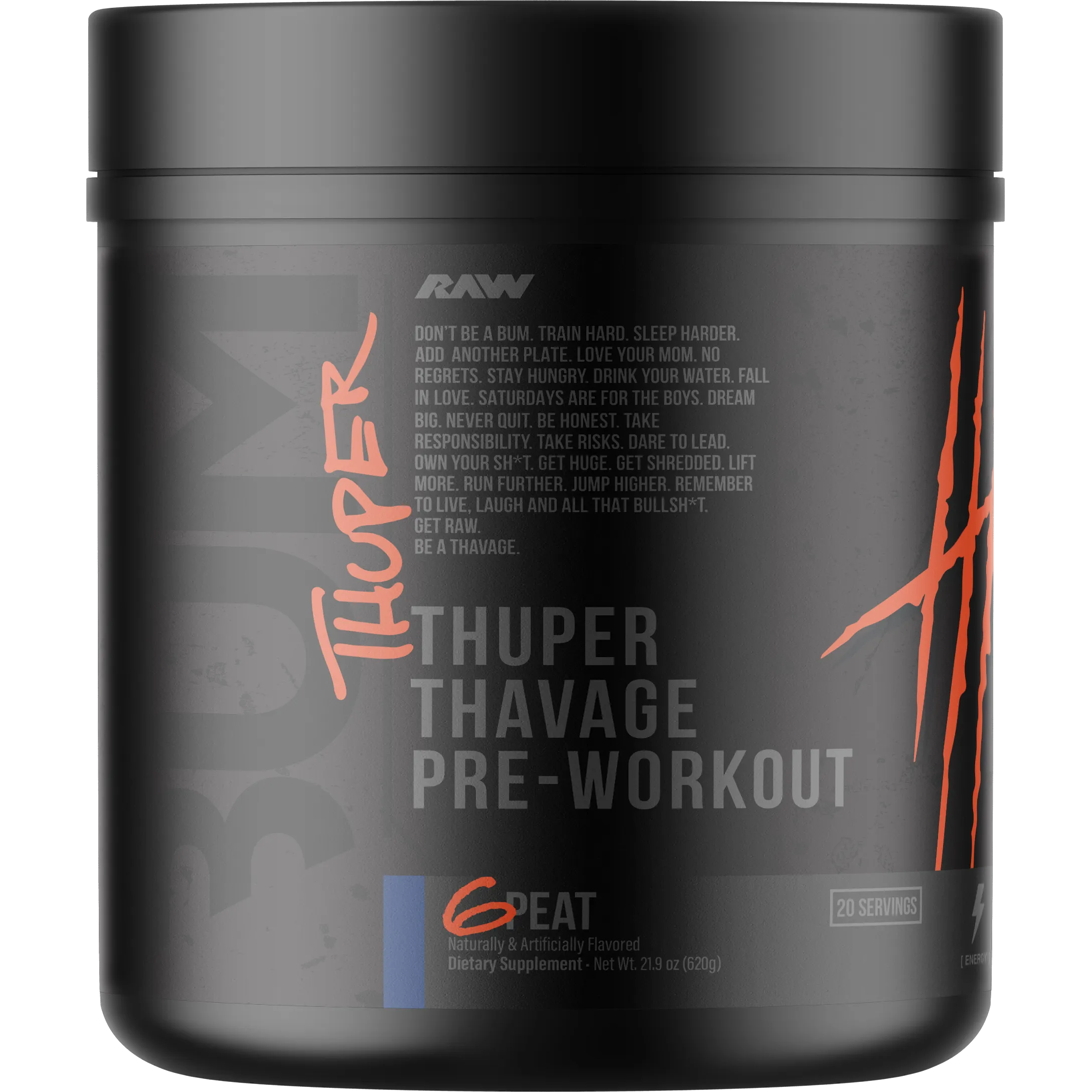 CBUM Thuper Thavage Pre Workout Supplement - Energy & Focus Booster for Intense Gym Workouts & Bodybuilding Training