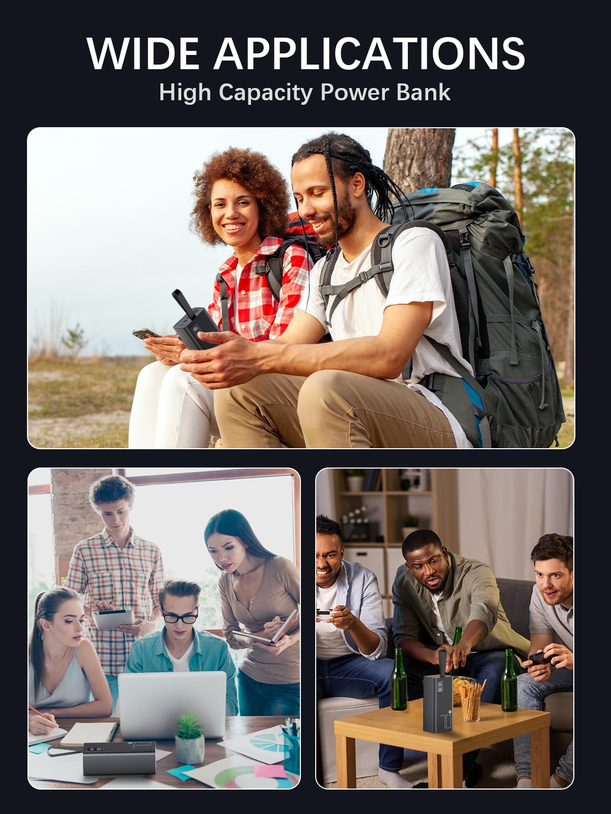 70,000mAh Portable Charger Power Bank - 30W PD & QC 3.0 Fast Charging, 5 Outputs & 2 Inputs USB-C Battery Pack with LED Display for iPhone, Android Phones, Tablets, Cameras - Perfect for Camping, Outdoor Travel, Emergency Power & Party Use