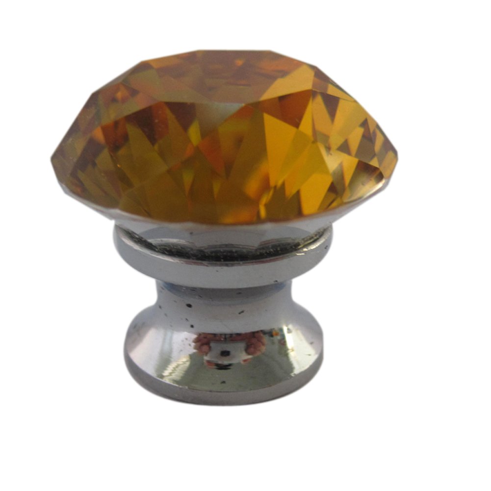 30mm Crystal Glass Cabinet Knobs - Amber Drawer Pull Handles (Pack of 5) for Dresser, Wardrobe & Furniture Upgrade | Vintage Home Decor & DIY Hardware Replacement
