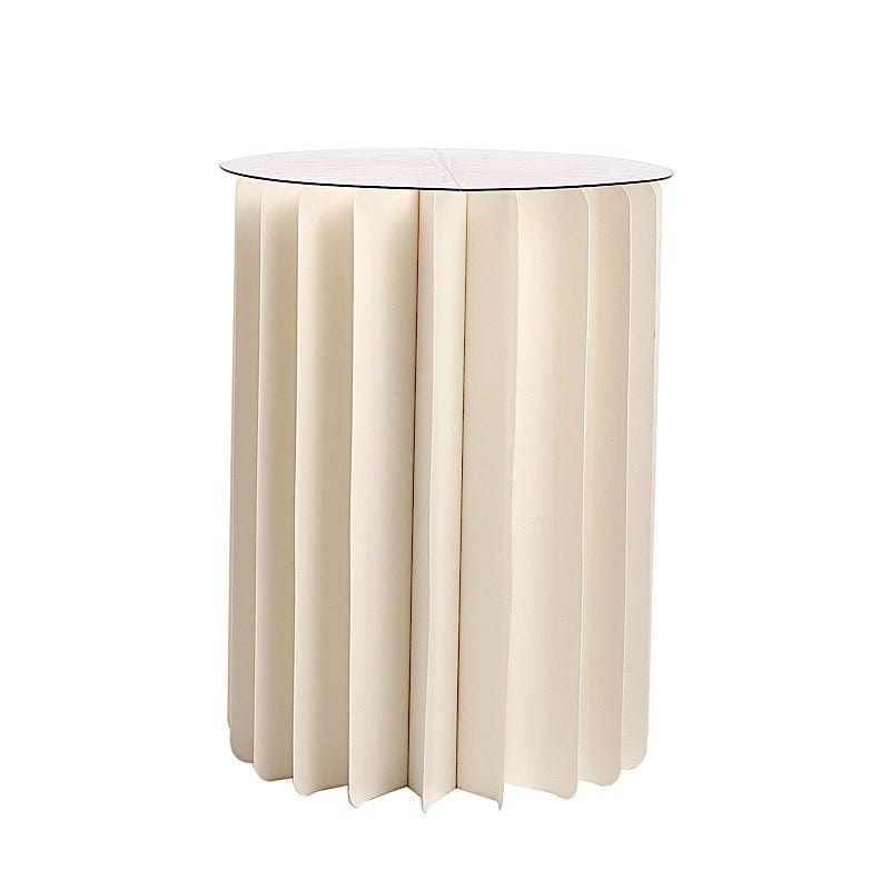 DIY Folding Accordion Cardboard Display Stand - Ivory Pedestal Box for Retail, Trade Shows & Home Decor