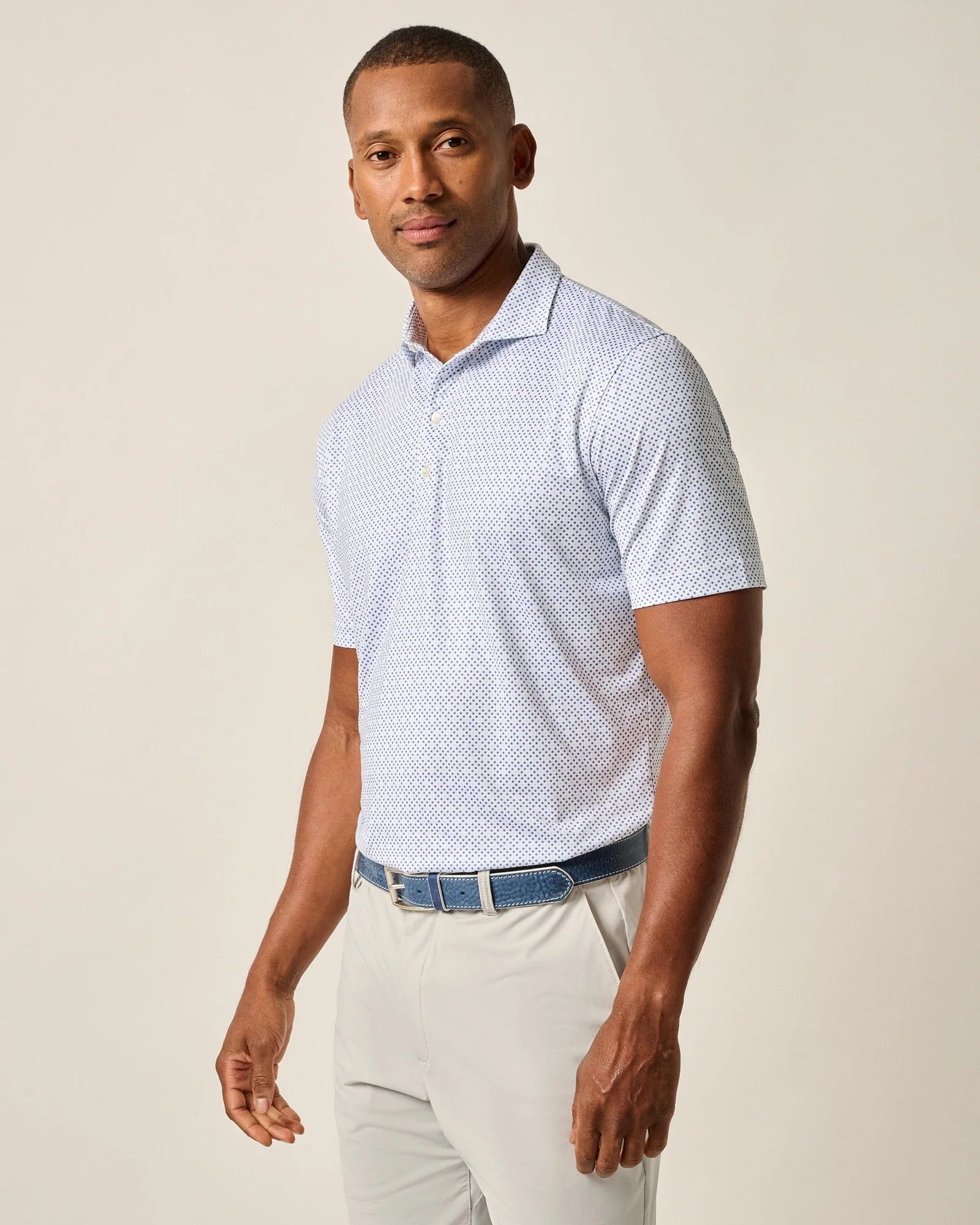 Johnnie O Maxim Prep Performance Polo Shirt for Men - Comfortable Golf & Casual Wear - Lake Blue