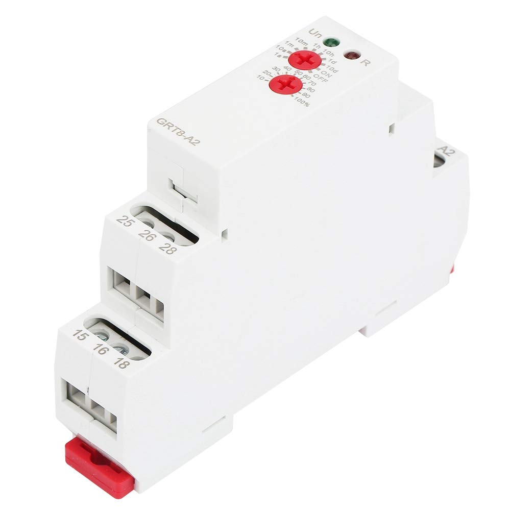 GRT8 DIN Rail Timer Relay - AC/DC 12V-240V, Single Function Industrial Timer for Automation Control | Perfect for HVAC Systems, Motor Controls & Industrial Machinery
