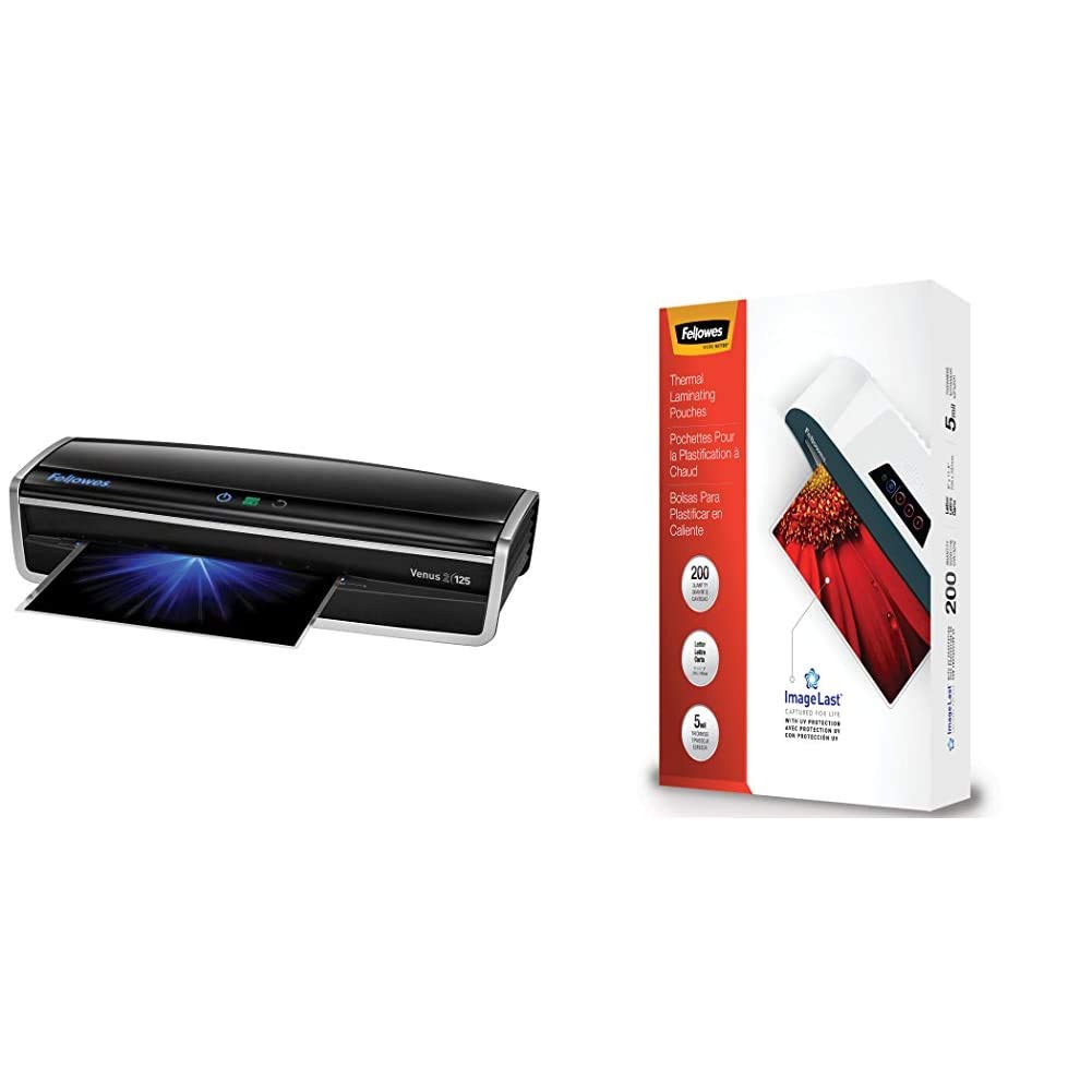 Fellowes Venus 2 125 Laminator Machine with 100 Thermal Laminating Pouches - Letter Size (8.5