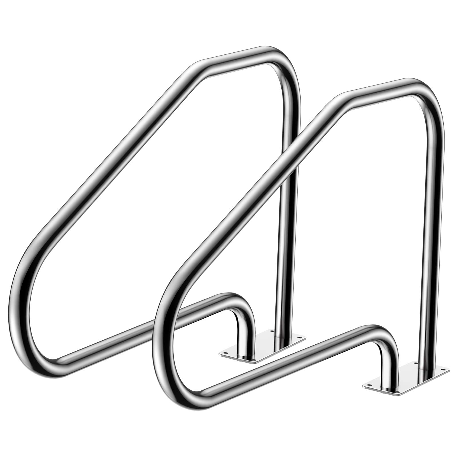 Goplus 2PCS Stainless Steel Pool Hand Rails with Quick Mount Base Plate - 34'' Height Safety Grab Bars for Swimming Pool Steps & Ladders | Non-Slip Support for Seniors & Kids, Ideal for Inground & Above Ground Pools