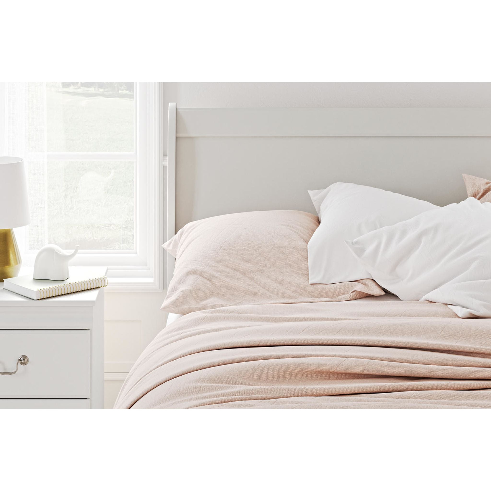 Anarasia White Sleigh Headboard - Queen Size Upholstered Bed Frame Headboard for Bedroom - Perfect for Modern, Farmhouse & Traditional Home Decor