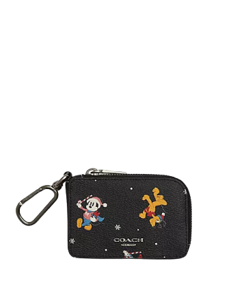 Coach Disney X Coach Holiday Print Zip Card Case - Cute Wallet for Credit Cards, ID & Cash | Perfect for Disney Fans, Gift Giving & Everyday Use