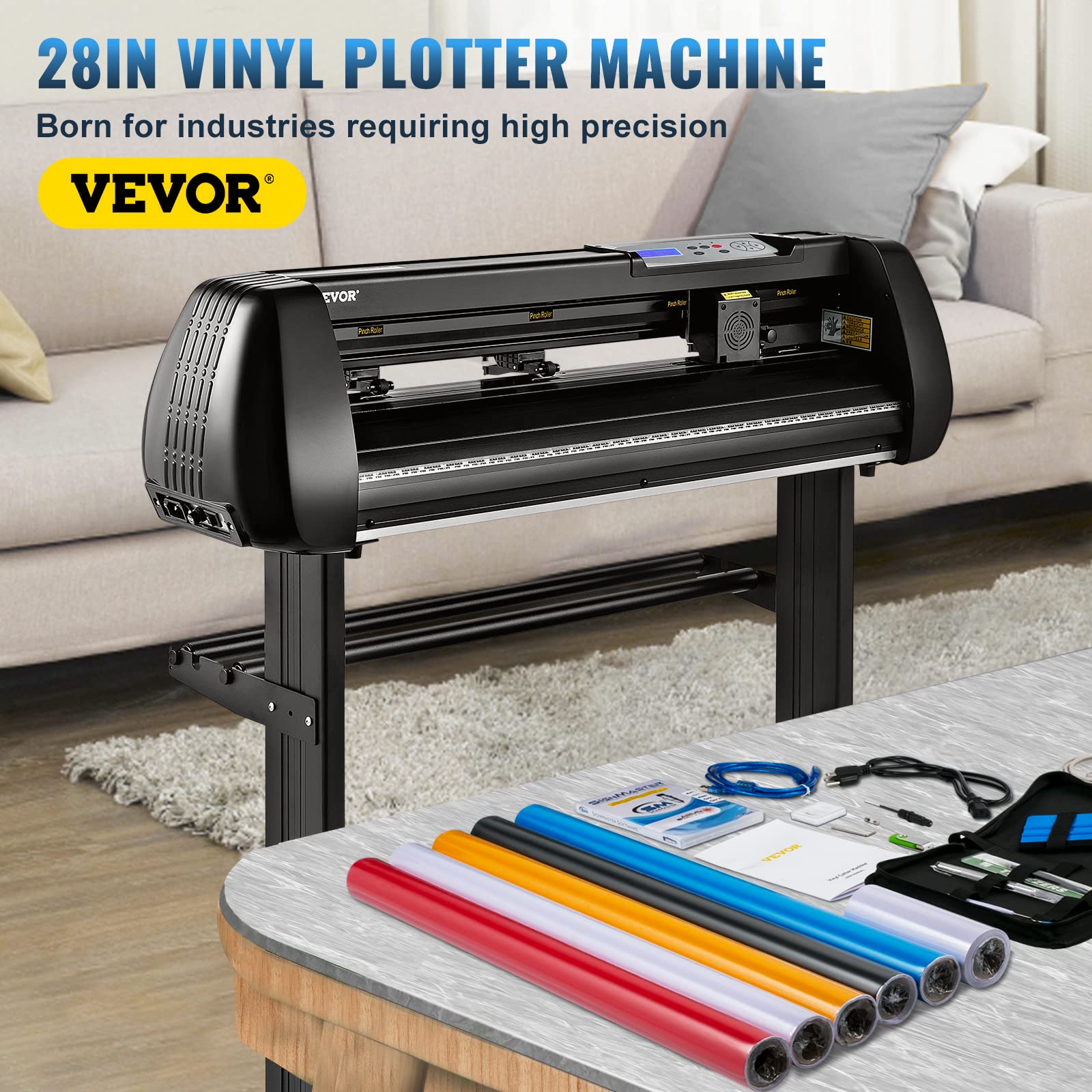 VEVOR 28-Inch Vinyl Cutter Plotter Machine with Stand - Adjustable Speed & Pressure for Sign Making, Compatible with SignMaster Software (USB/Bluetooth/COM) - Perfect for DIY Crafts, Decals, Stickers, and Professional Signage Projects