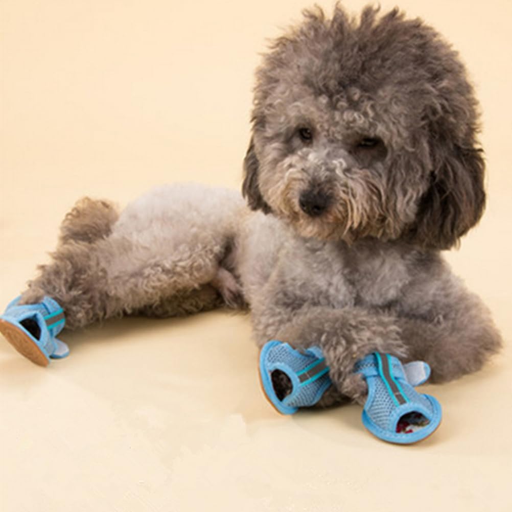**Breathable Mesh Dog Sneakers - Summer Sandals for Small Dogs, Pack of 4 (Size L) - Protect Paws on Hot Pavement & Outdoor Adventures**