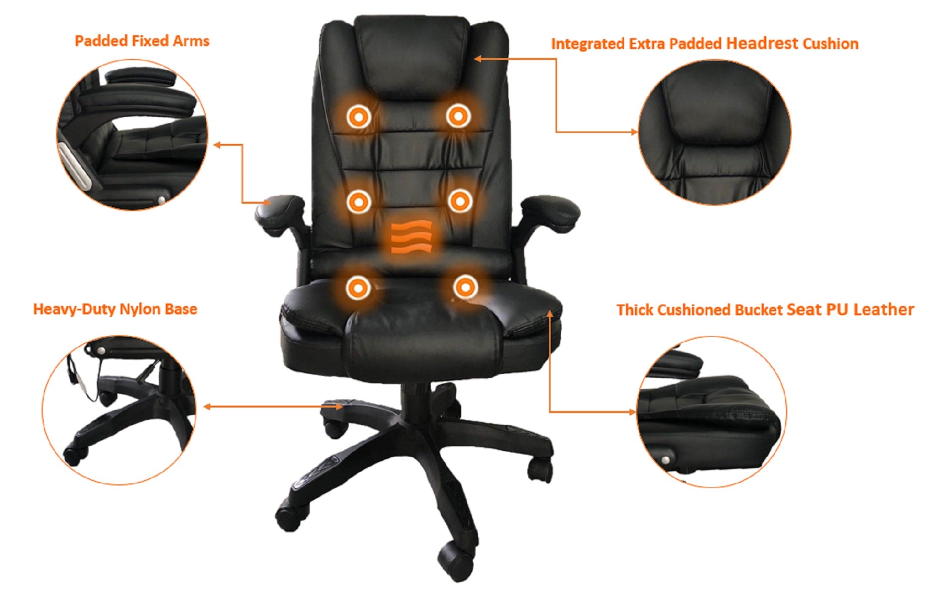 Ergonomic 1119 Computer Office Chair - Black, Adjustable Height & Lumbar Support for Home & Office Workspace - Perfect for Long Hours of Sitting, Gaming & Remote Work