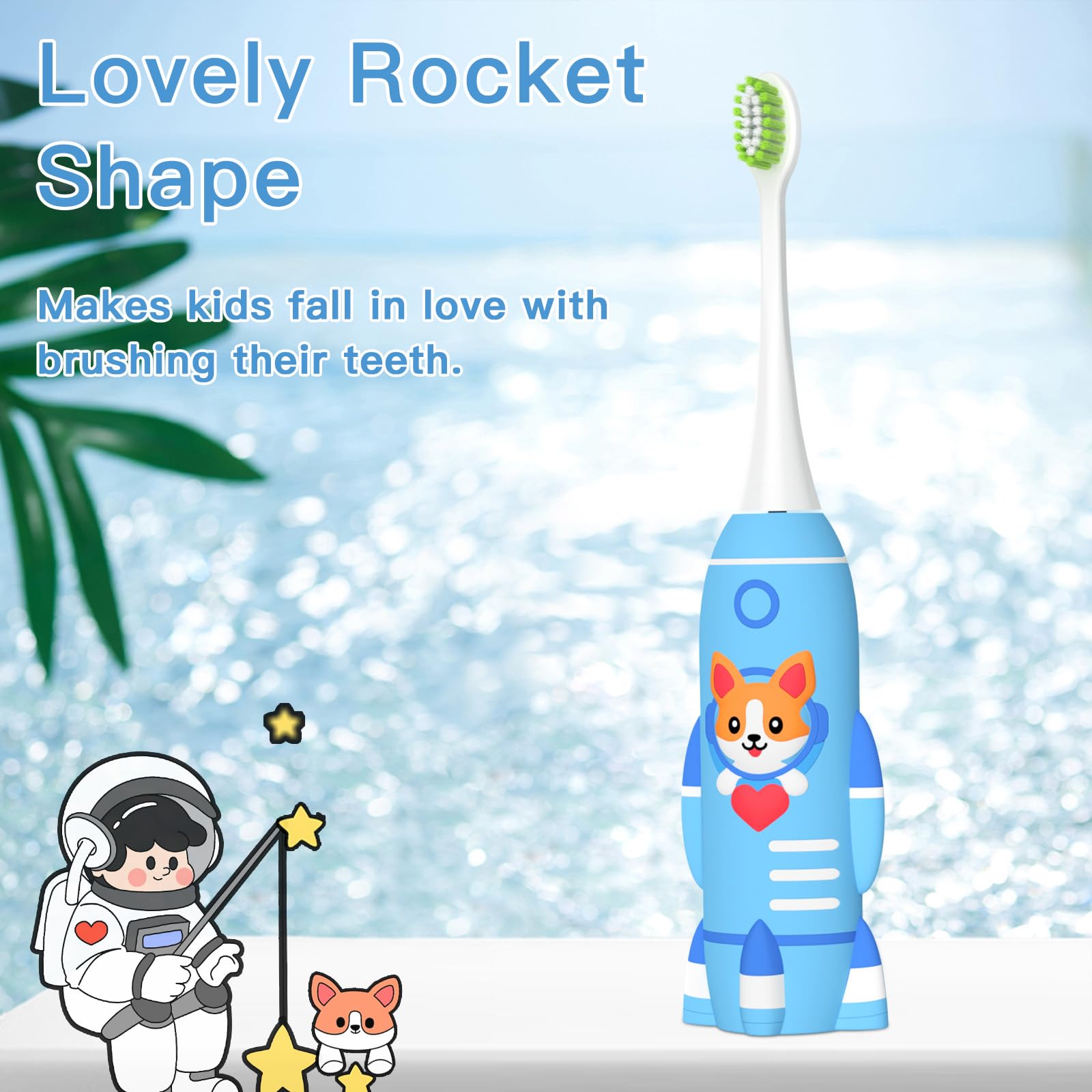 Rechargeable U-Shaped Kids Electric Toothbrush with 6 Modes & 2-Min Timer - Best Electric Toothbrush for Boys & Girls Ages 2-6 (Includes 4 Brush Heads) - Perfect for Daily Oral Care & Fun Bath Time Routine
