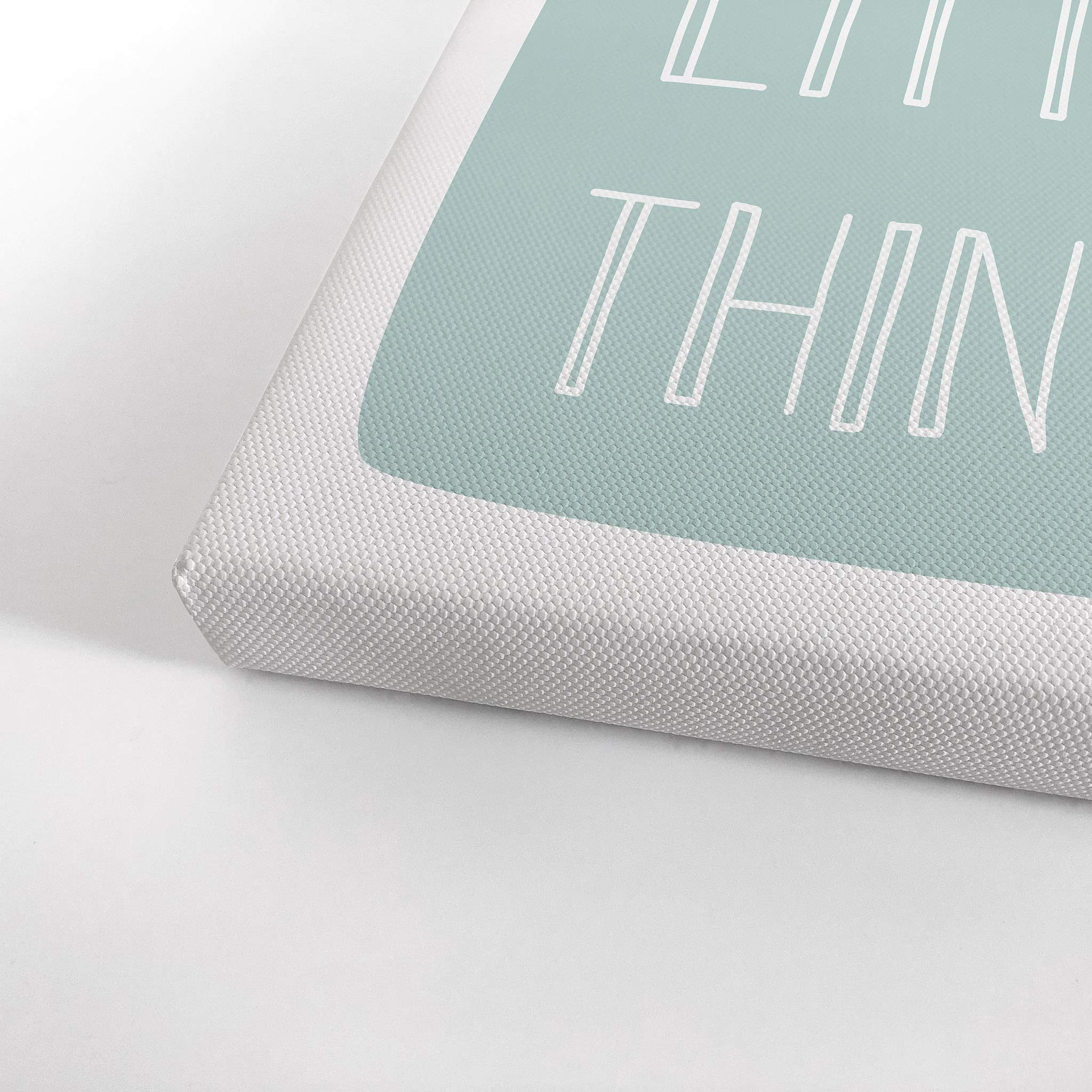 Smile Art Design 'Enjoy The Little Things' Lettering Turquoise Canvas Print - Kids Room Decor, Nursery Wall Art, Baby Room Decor - Ready to Hang 17x11 - Made in USA | Perfect for Children's Bedrooms, Playrooms & Gift Giving