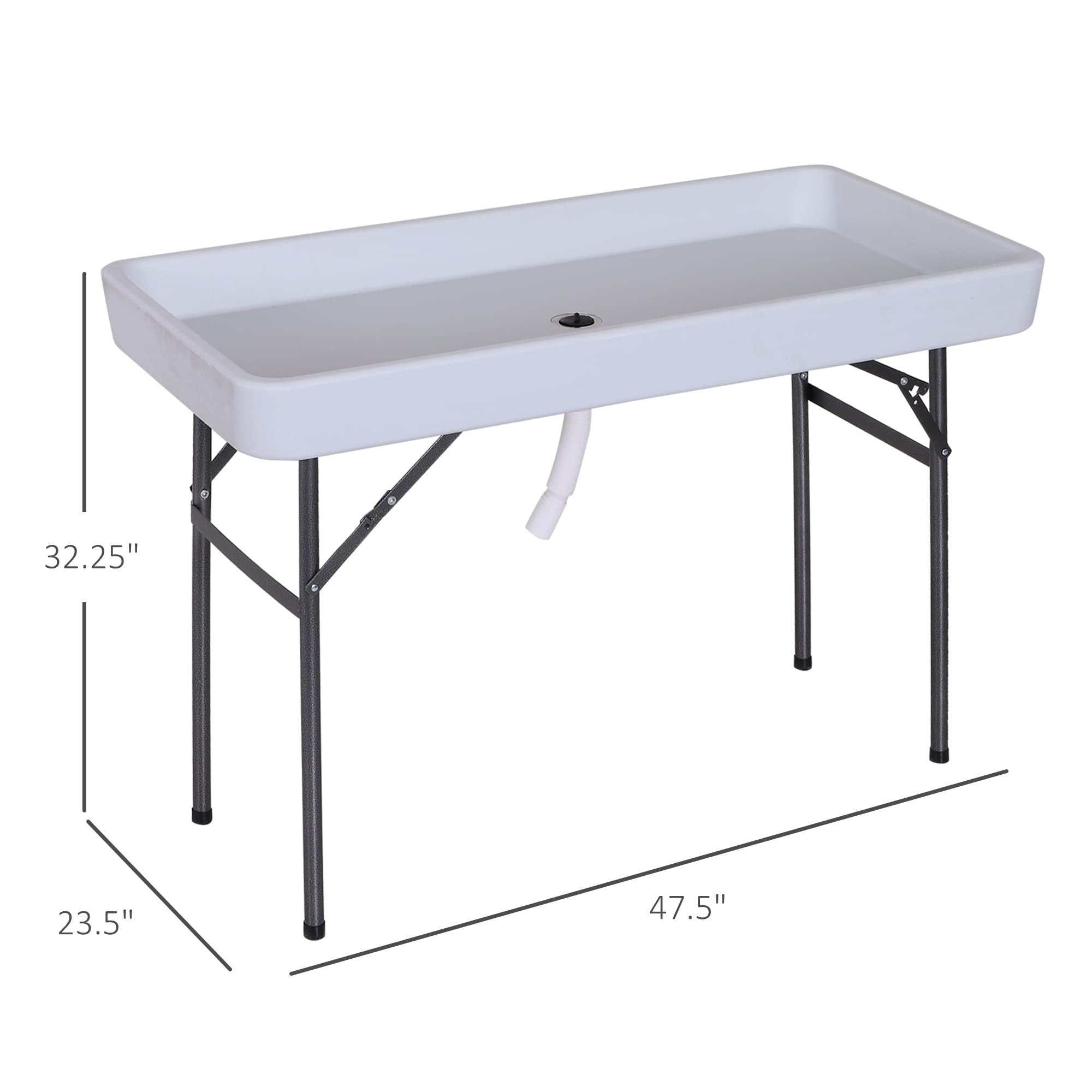 Outsunny 4FT Portable Folding Fish Cleaning Table with Sink - Lightweight Camping, Picnic & Outdoor Kitchen Prep Station for Fishing, BBQ & Party Use