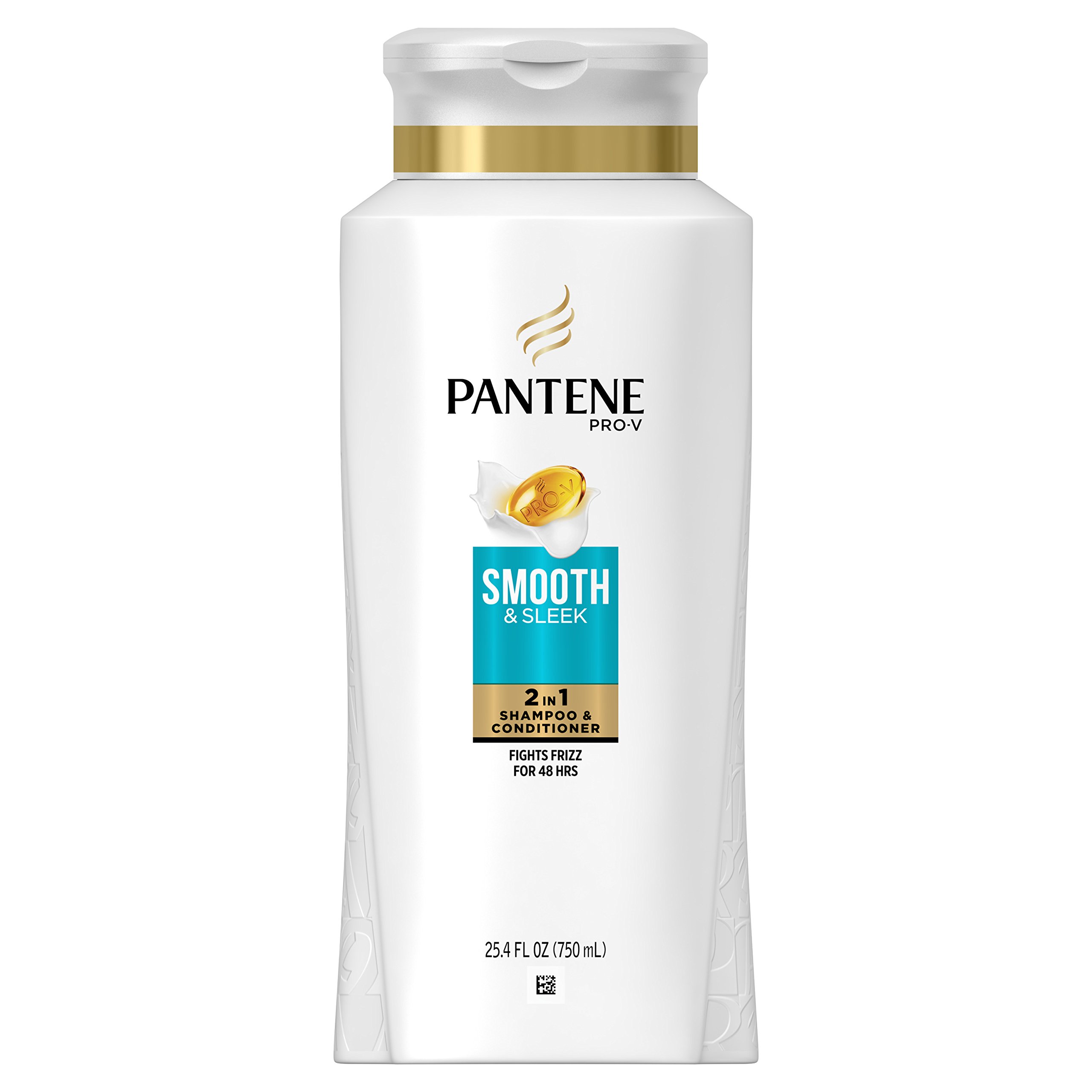 Pantene Pro-V Smooth & Sleek Shampoo & Conditioner Set - 25.4 oz for Frizz Control & Silky Hair | Daily Hair Care for Women & Men | Perfect for Dry, Damaged & Curly Hair Types