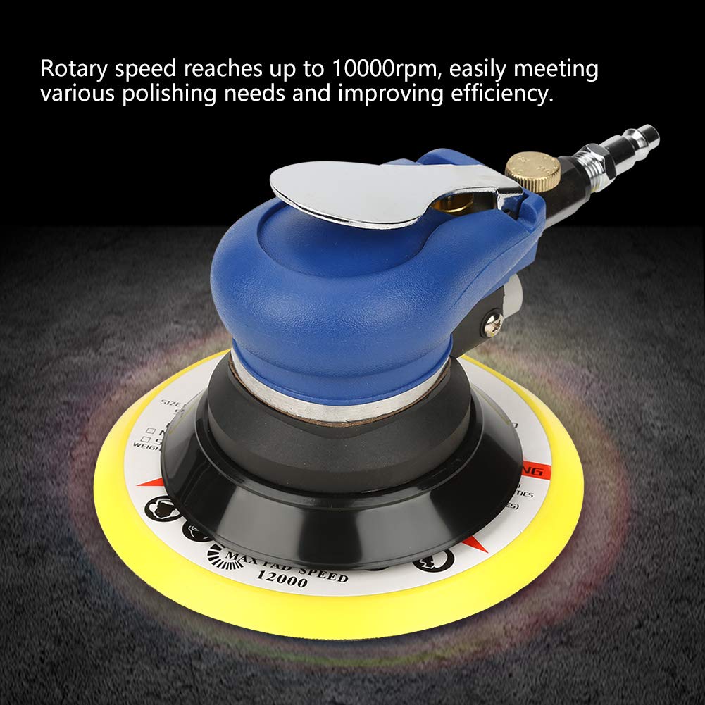 6 Inch Low Noise Pneumatic Random Orbital Sander - 5/6 Inch Wood & Metal Polishing Sander with Low Air Consumption - Perfect for Woodworking, Metal Finishing & DIY Projects