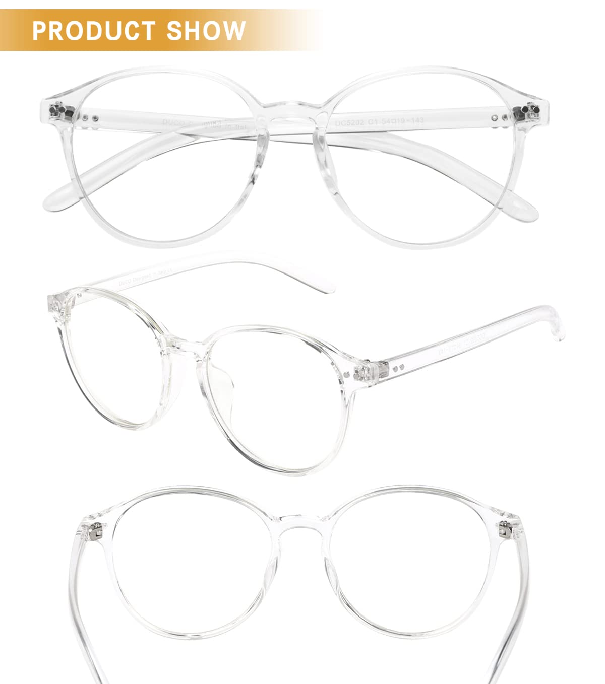 DUCO Blue Light Blocking Glasses for Men & Women - Anti Eyestrain Computer Gaming Glasses, Square Reading Eyewear with UV Protection (Model 5205) - Perfect for Office Work, Online Classes & Nighttime Screen Use