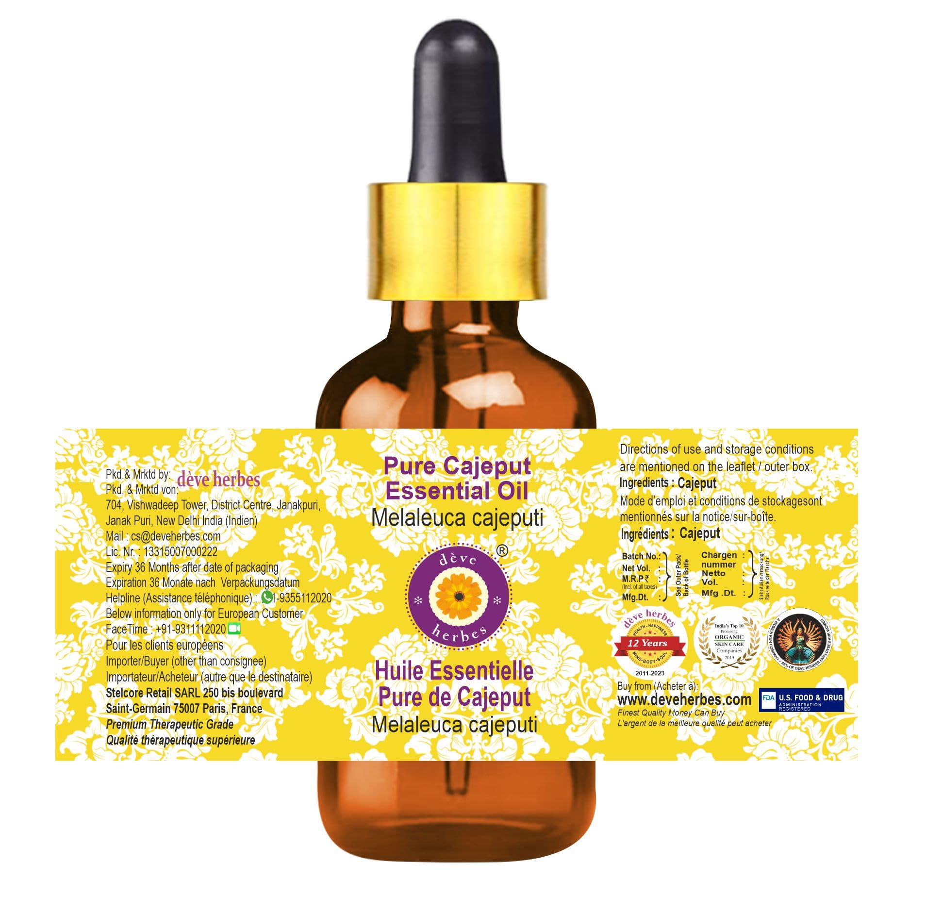 Pure Cajeput Essential Oil (Melaleuca cajeputi) - 10ml Steam Distilled with Glass Dropper - Natural Aromatherapy Oil for Relaxation, Skin Care & Home Diffuser