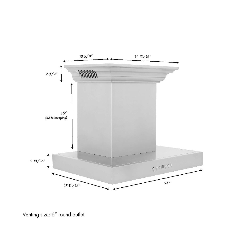ZLINE Stainless Steel Wall Mount Range Hood with Built-In CrownSound Bluetooth Speakers (KECRN BT) - Perfect for Modern Kitchens & Open-Concept Living Spaces