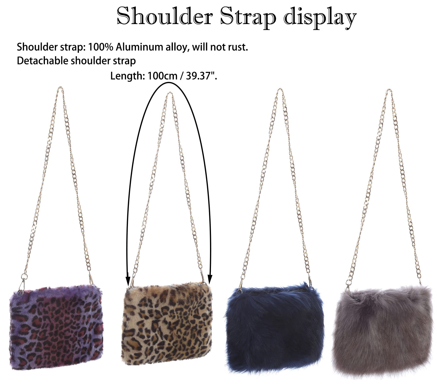 Luxury Faux Fox Fur Handbag for Women - Elegant Fuzzy Evening Purse with Alloy Shoulder Strap - Perfect for Parties, Weddings & Night Out