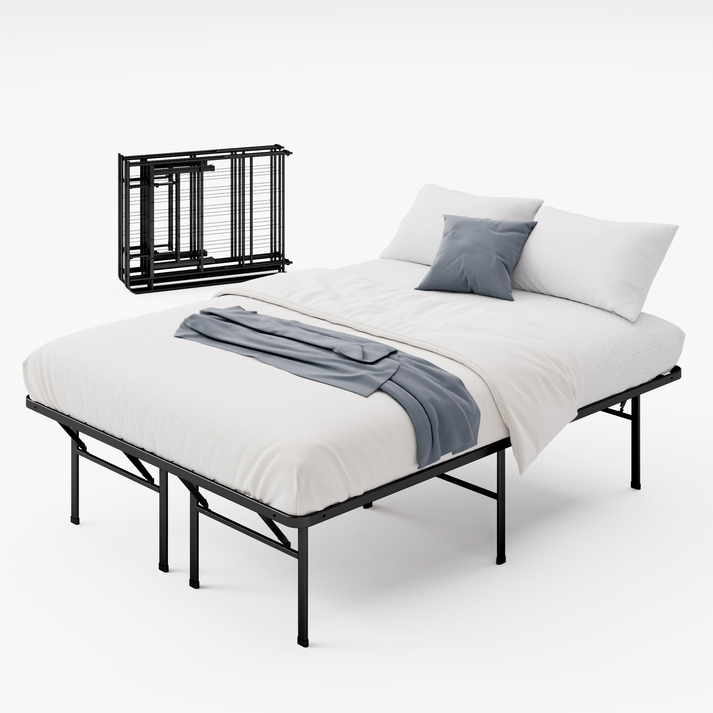 ZINUS SmartBase Heavy Duty 16 Inch Metal Platform Bed Frame - No Box Spring Needed, Sturdy Steel Frame with Underbed Storage, King Size - Perfect for Modern Bedrooms & Guest Rooms