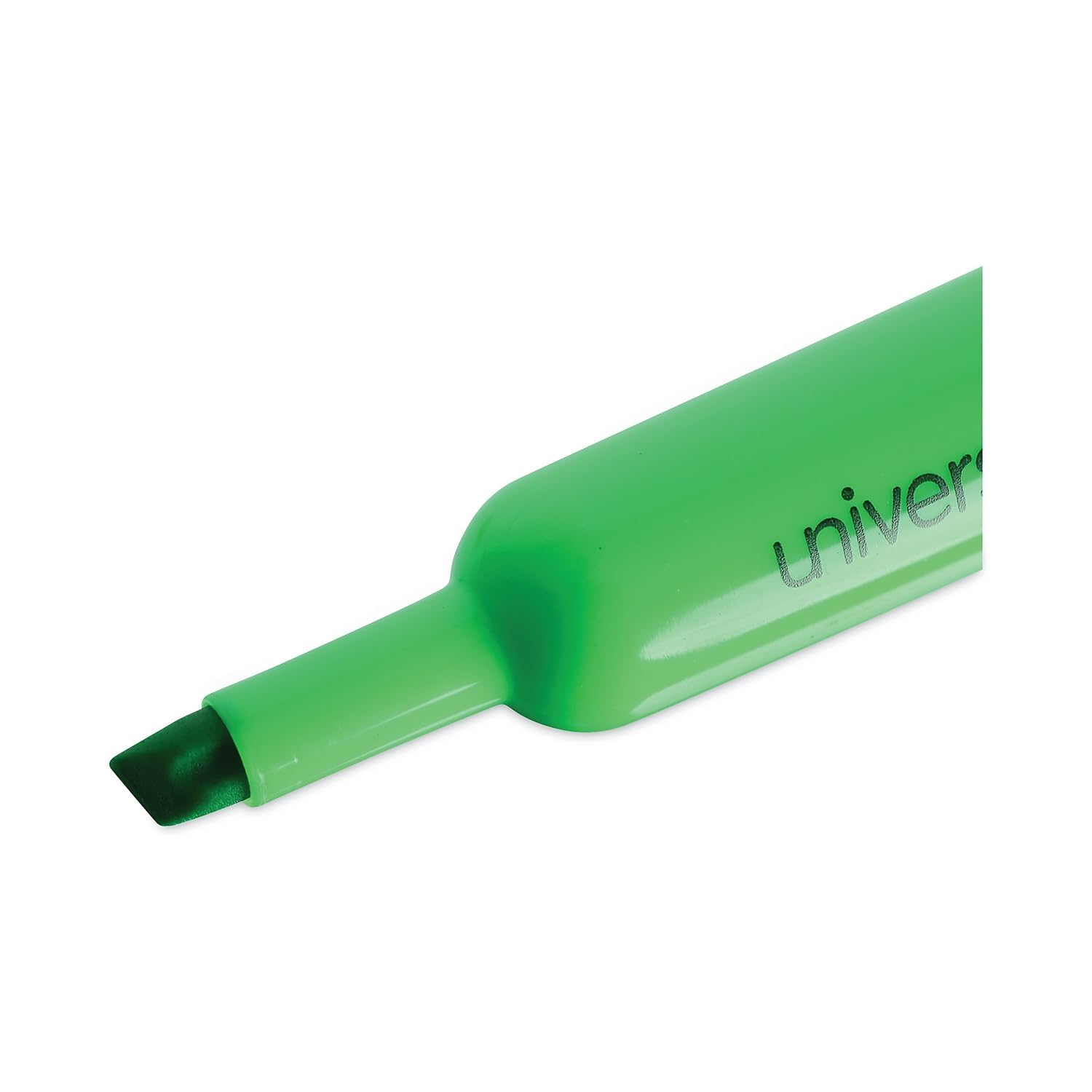 Universal Desk Highlighters - Fluorescent Green Ink, Chisel Tip, Green Barrel (12-Pack) - Perfect for Office, School & Study Note-Taking
