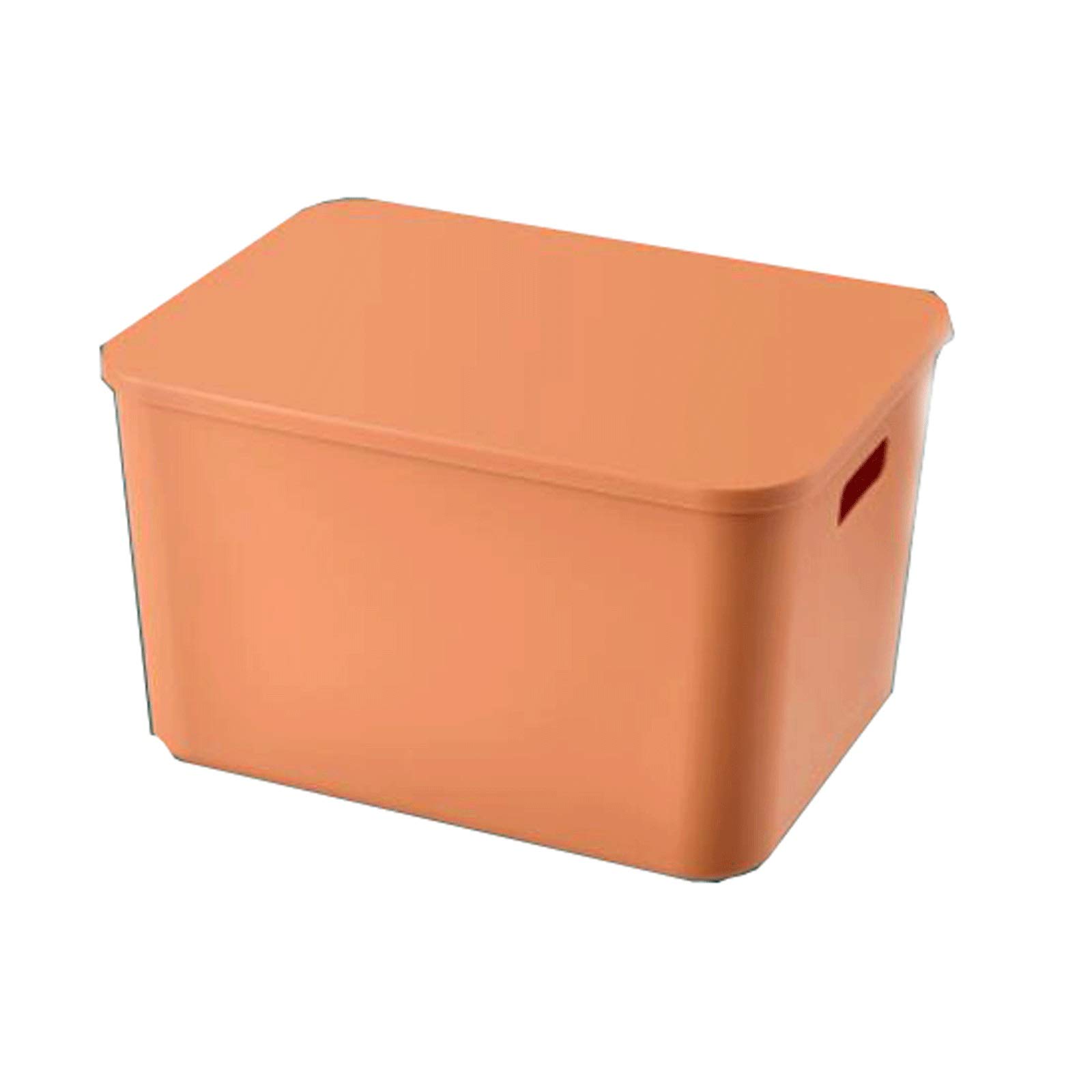 WOCOYO Plastic Storage Box with Lid - Small Orange Organizer for Bathroom, Kitchen, Desktop & Snacks | Portable Cosmetic & Sundries Container for Home Organization